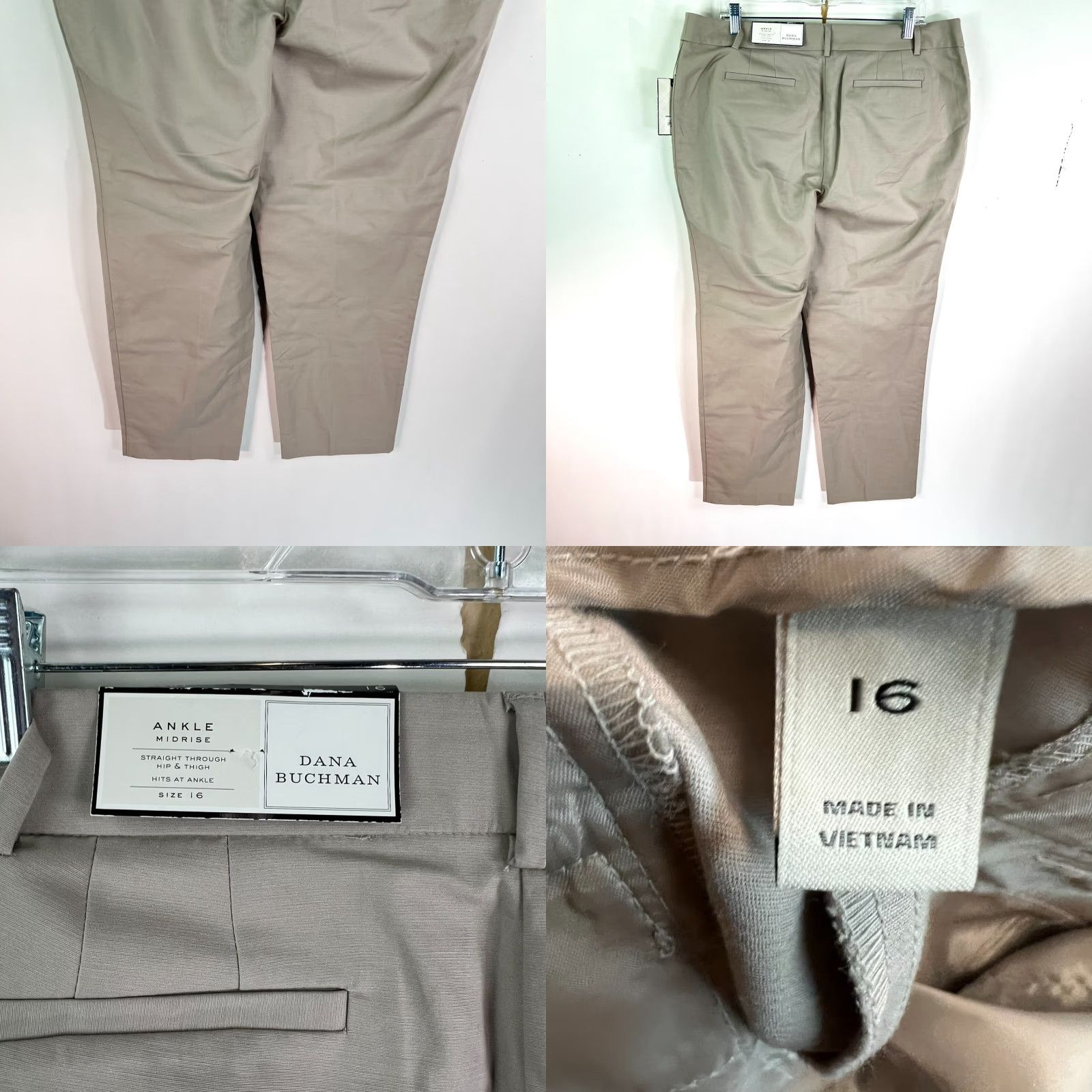 Vintage Dana Buchman Ankle Chino Pants Womens Size 16 Clay Gray 38x27 NWT Size 38" / US 16 / IT 52 - 8 Thumbnail