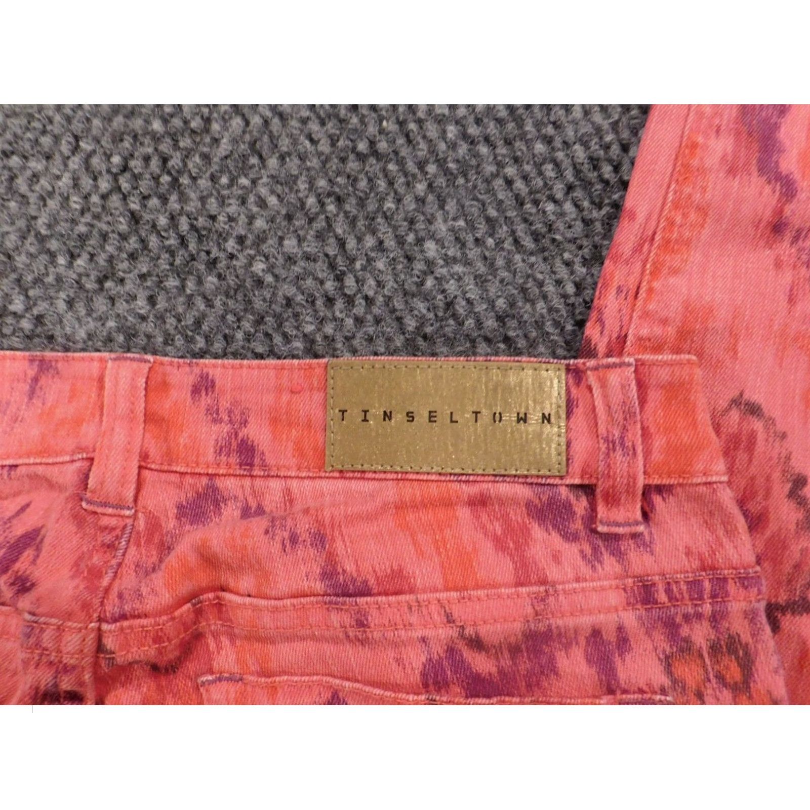 Vintage Tinseltown Jeans Womens 8 Pink Straight Designer Regular Stretch Denim Zipper 29in Inseam Size 29" - 7 Thumbnail