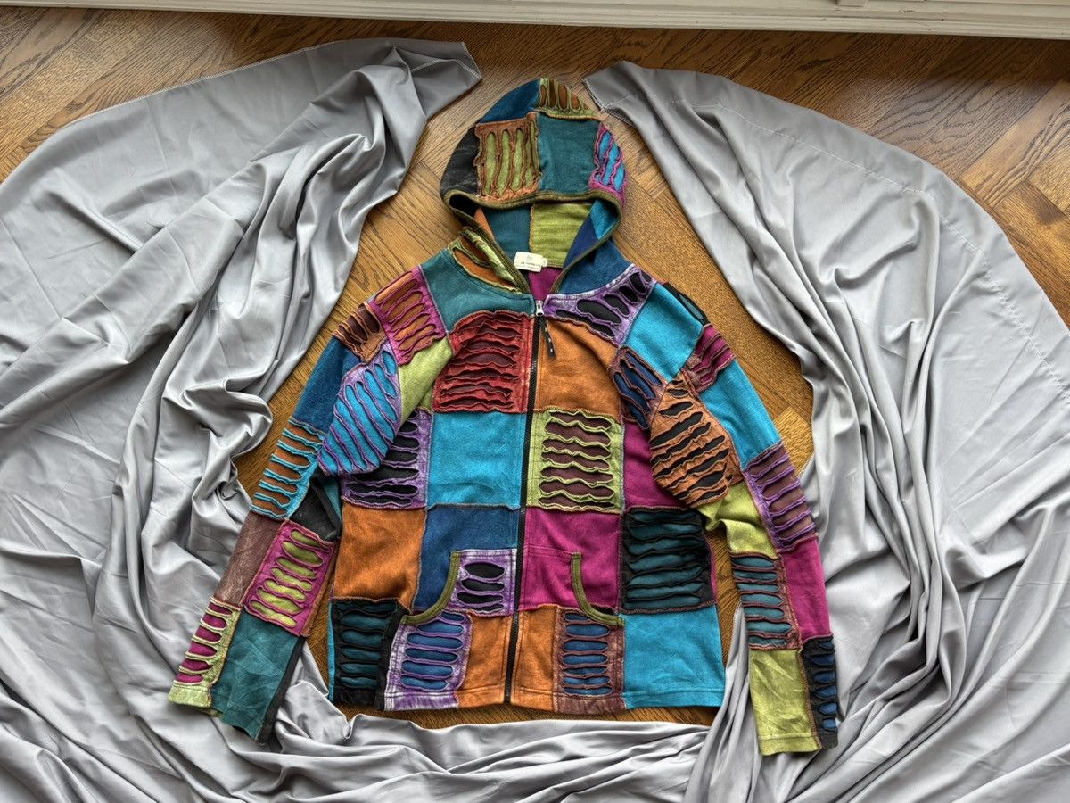 Japanese Brand × Vintage 2000s Vintage Patchwork Hoodie Zipup Ark Imports Nepal Hippi Size US S / EU 44-46 / 1 - 9 Thumbnail