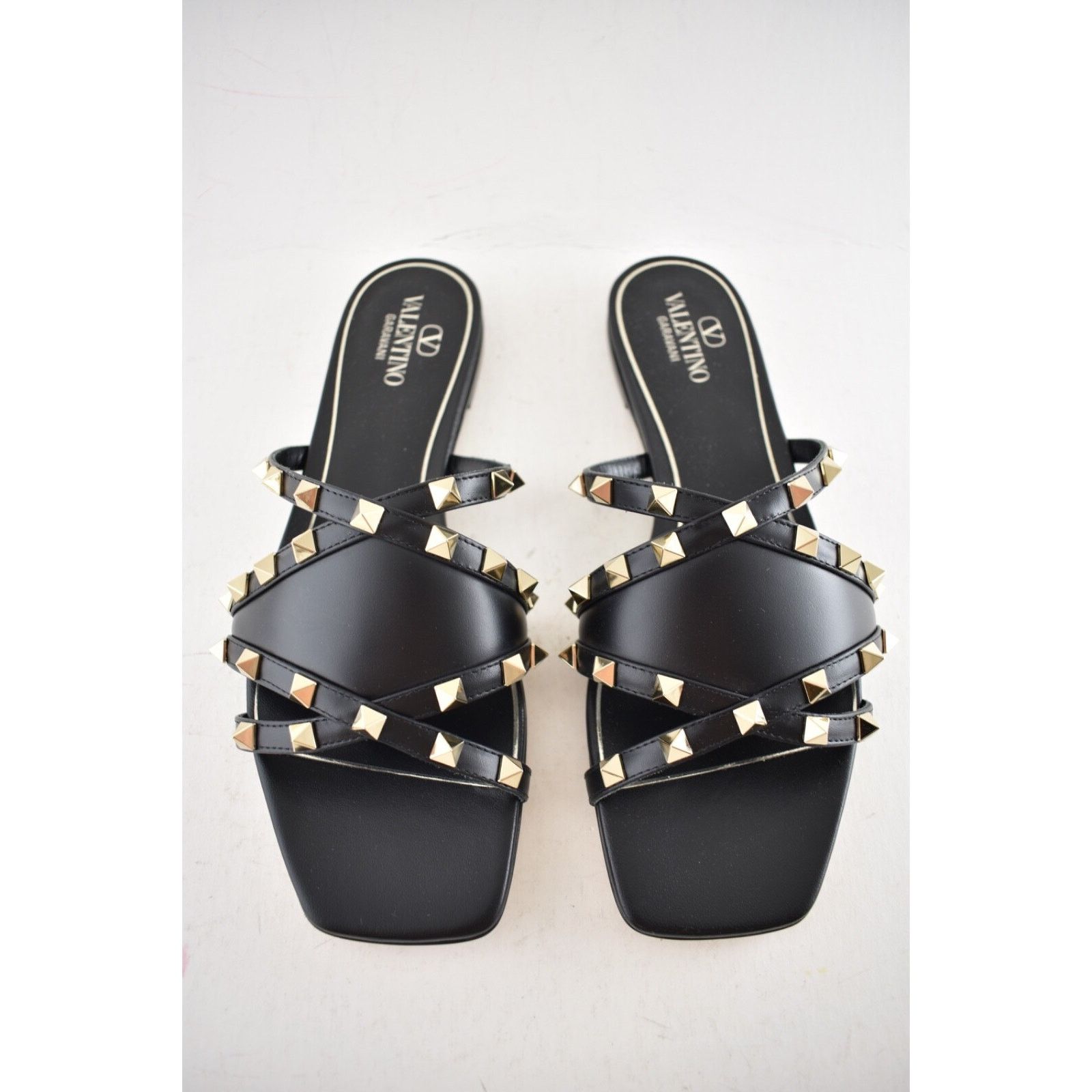Valentino Valentino Rockstud Crisscross Strap Leather Black Slip On Size US 10 / IT 40 - 8 Thumbnail