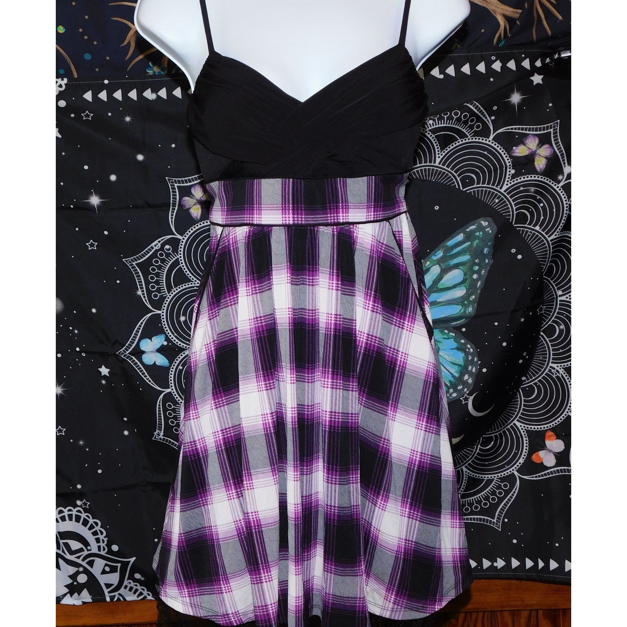 Other City Studio Gothic Purple And Black Plaid Mini Dress Size M / US 6-8 / IT 42-44 - 5 Thumbnail