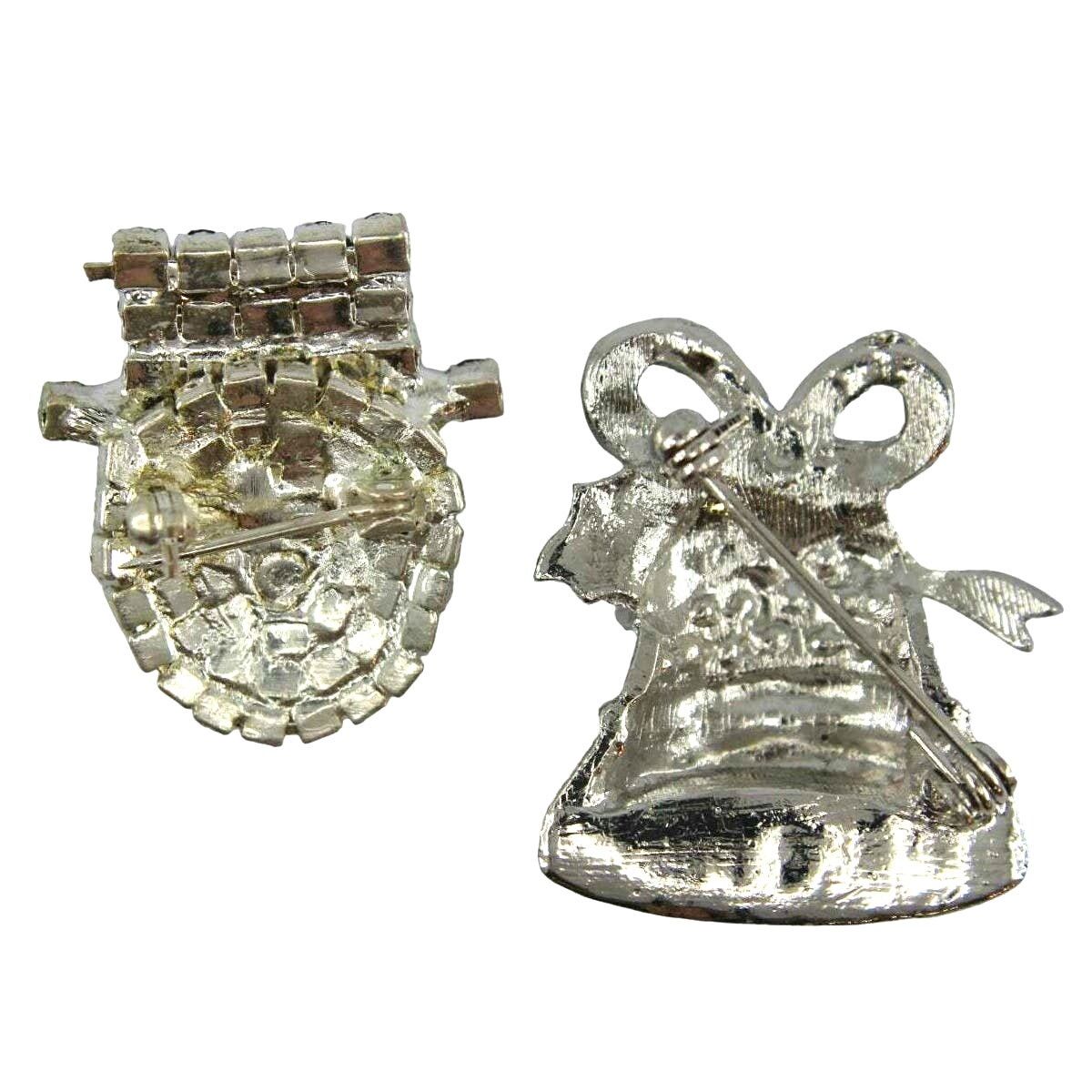 Other 2pc Set Christmas Brooch Pins • Snow Man Head + Bell w/Bow Size ONE SIZE - 2 Thumbnail