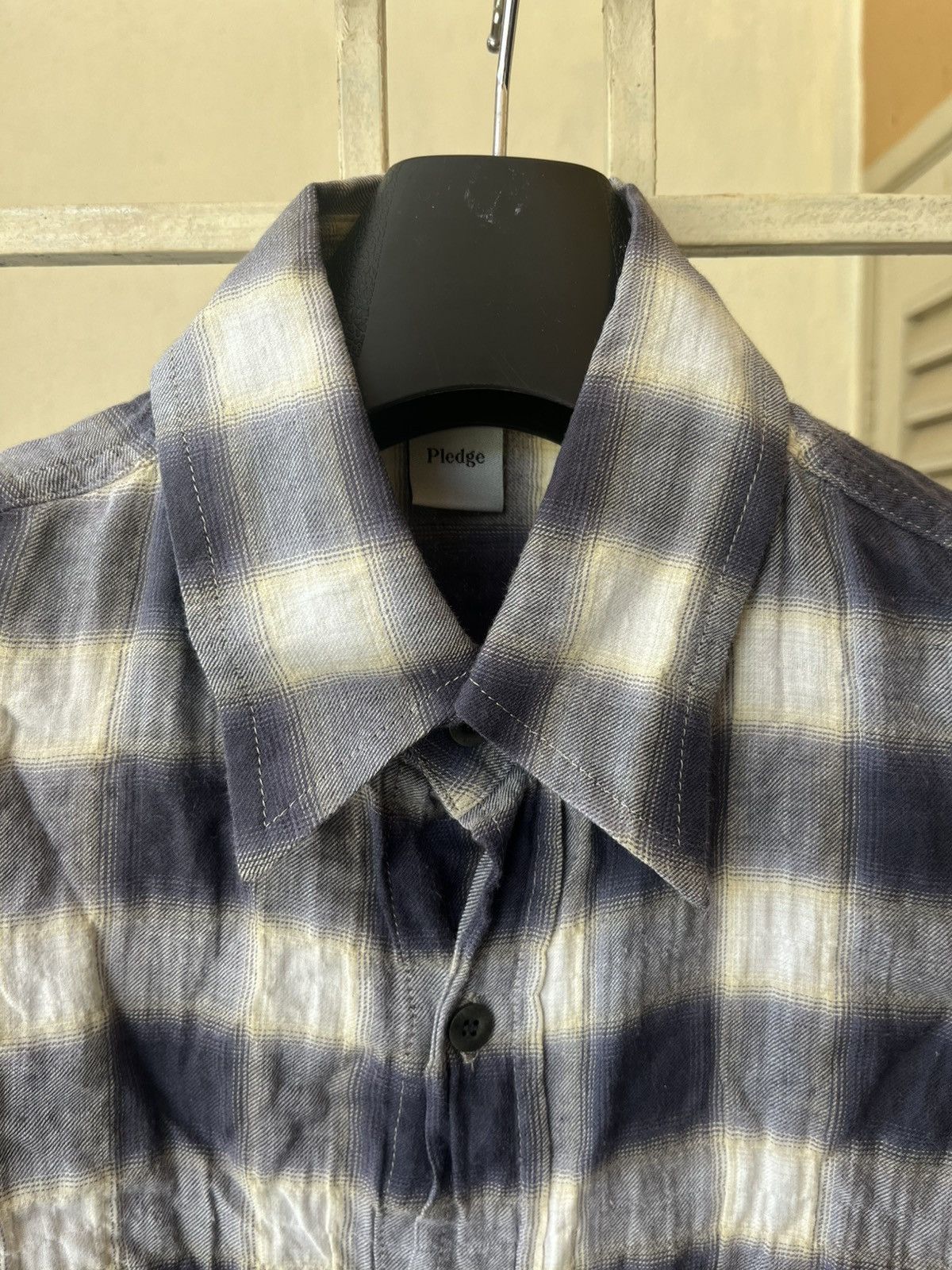 Japanese Brand × Pledge Plaid grey wrinkle shirt Size US S / EU 44-46 / 1 - 2 Thumbnail