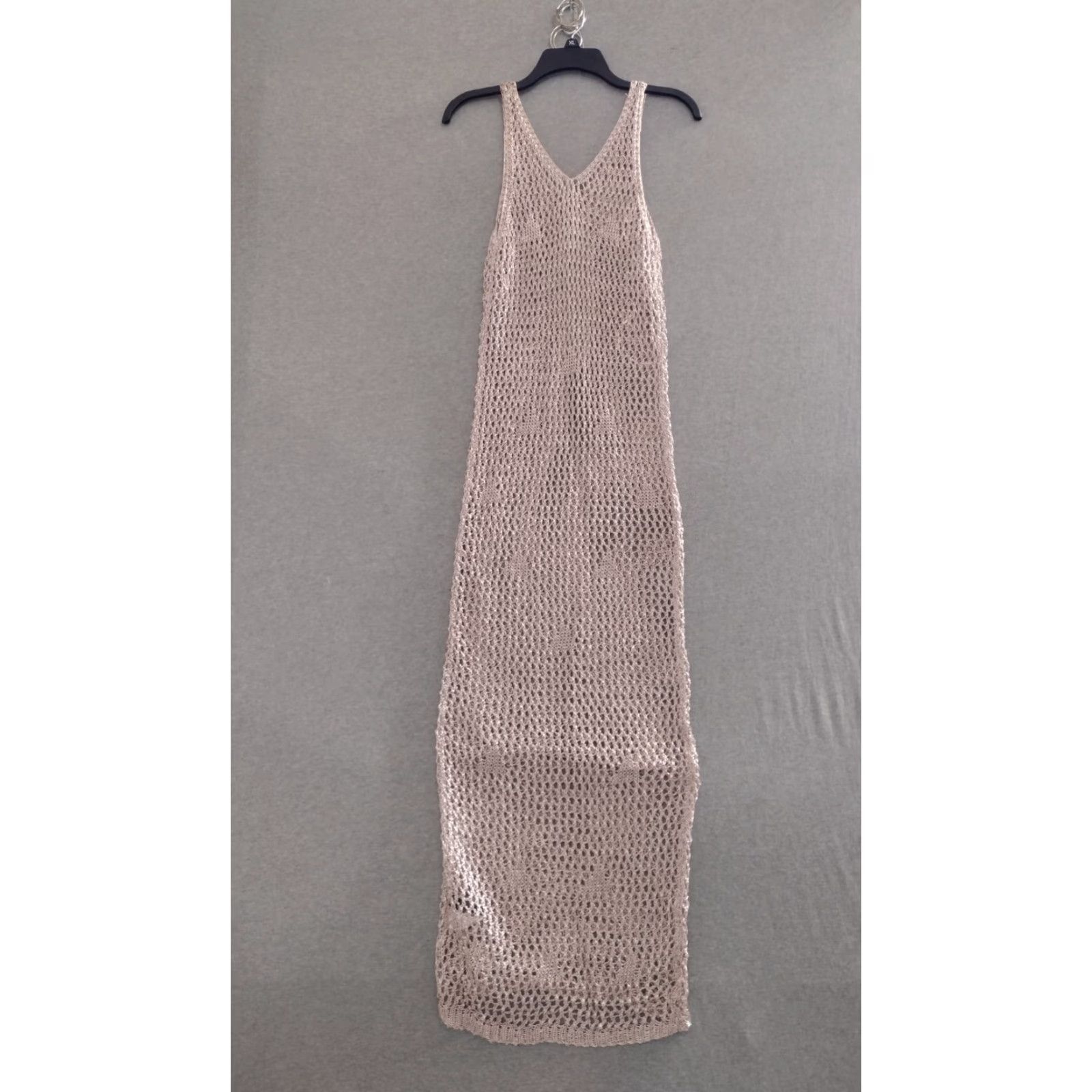 Pinko Codigo Crochet Long Knit Dress Color Light Pink Size M Size M / US 6-8 / IT 42-44 - 2 Thumbnail