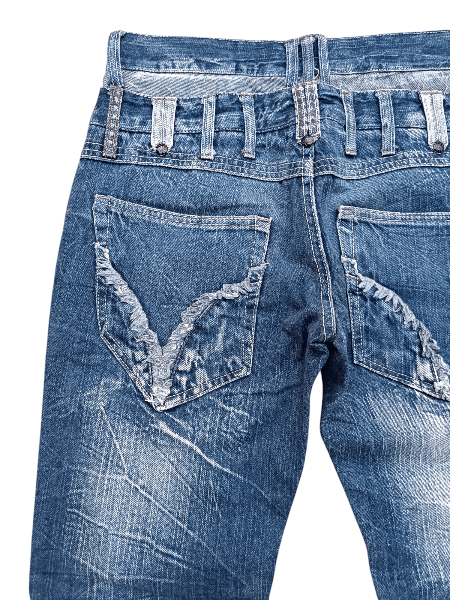 Japanese Brand FLARED 🔥 BLOW BY BLUE FLASH FADED JEANS Size US 31 - 20 Thumbnail