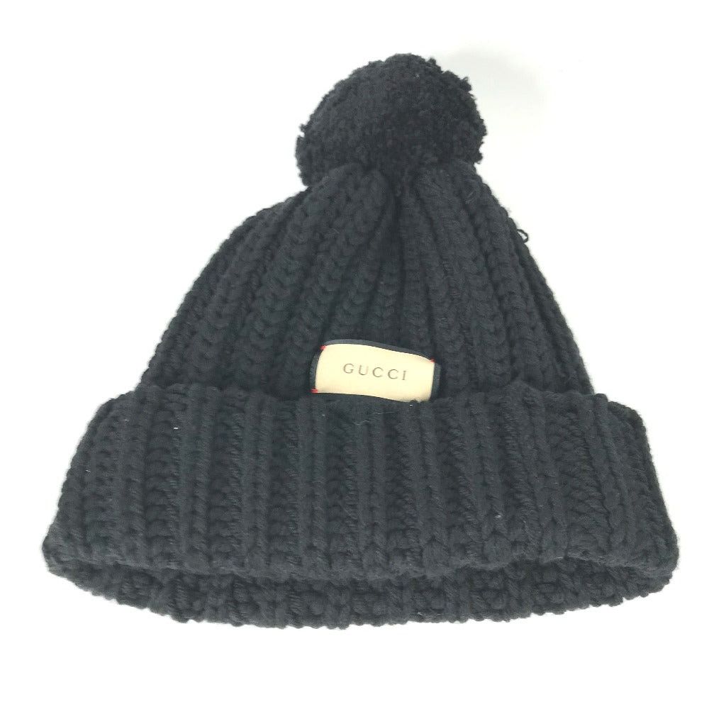 Gucci Gucci 652656 With Pompons Logo Beanie Chapeau Knitted Hat Knit Cap Polyester Women Black Size ONE SIZE - 1 Thumbnail