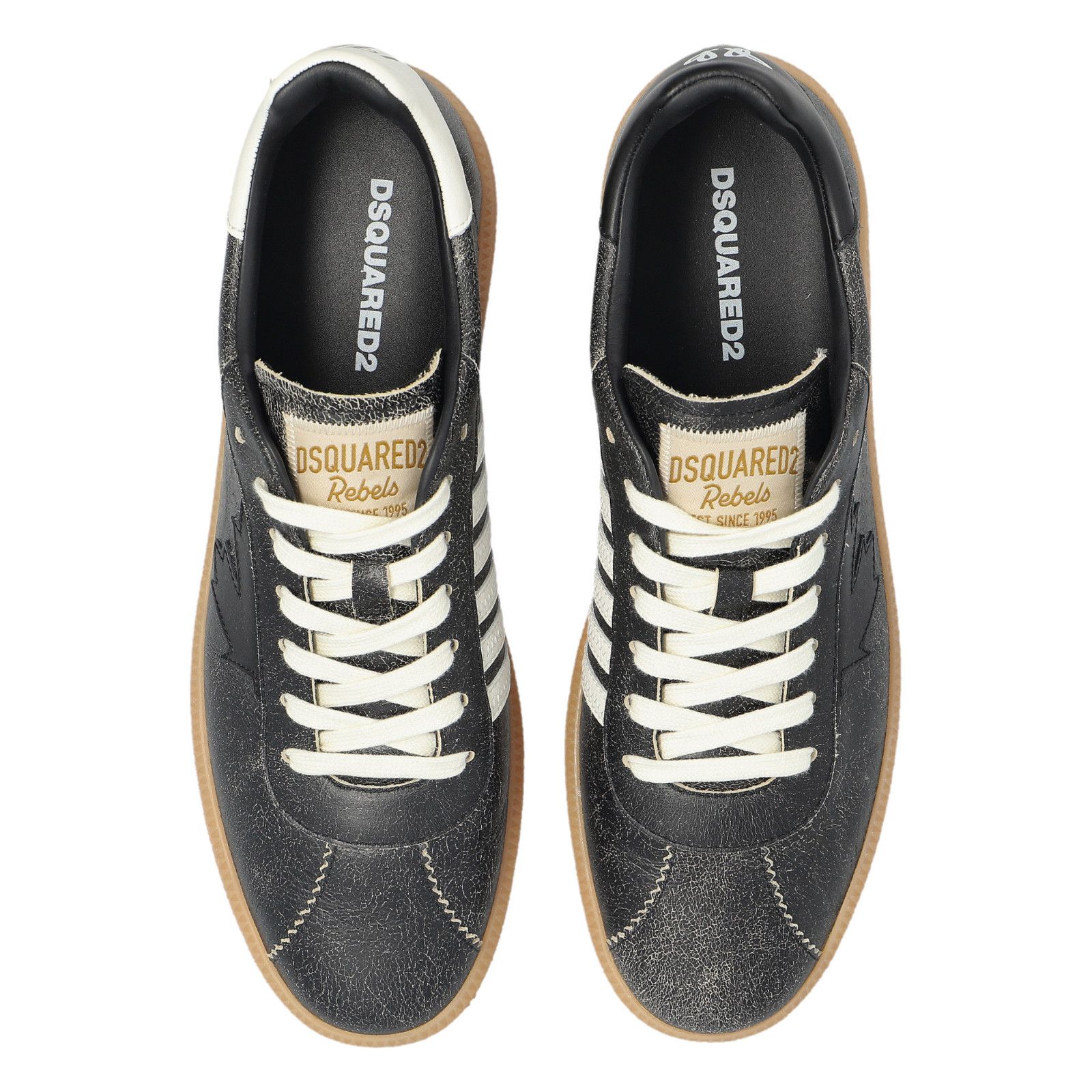 Dsquared2 DSQUARED2 Rebel Black Leather Sneakers New And Authentic (Me Size US 12 / EU 45 - 5 Thumbnail