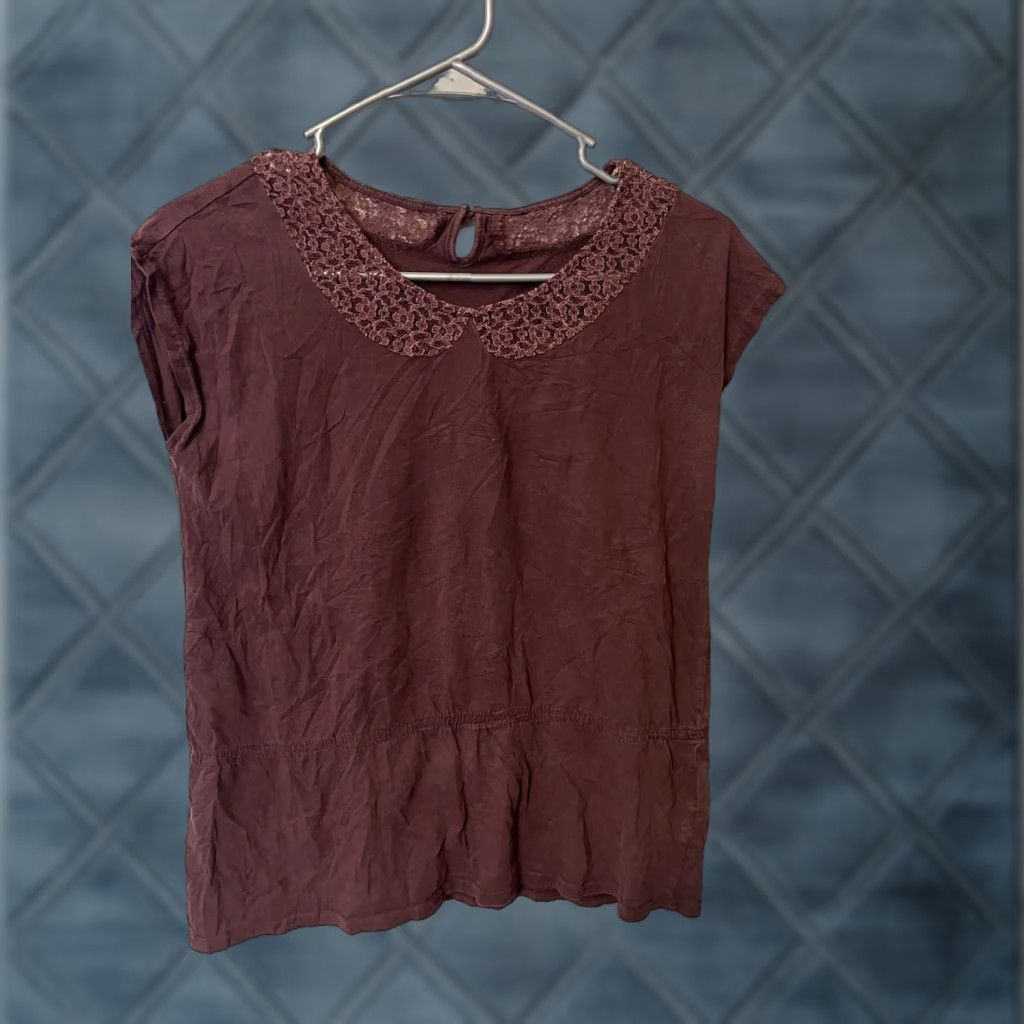 Tommy Hilfiger Tommy Hilfiger Women's Blouse Shirt Maroon V-Neck Sleeveless Size M Size M / US 6-8 / IT 42-44 - 1 Thumbnail