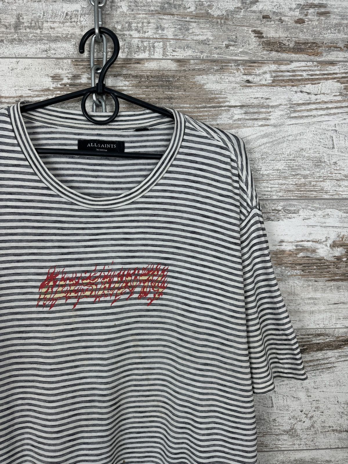 Allsaints Mens Vintage AllSaints BURNER STRIPE SS CREW T-shirt tee y2k Size US M / EU 48-50 / 2 - 2 Thumbnail