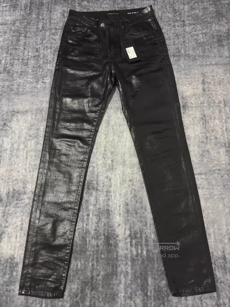 Saint Laurent Paris Saint Laurent Paris Black Coated Wax Crackle Claw Black Vi Size US 27 - 1 Thumbnail