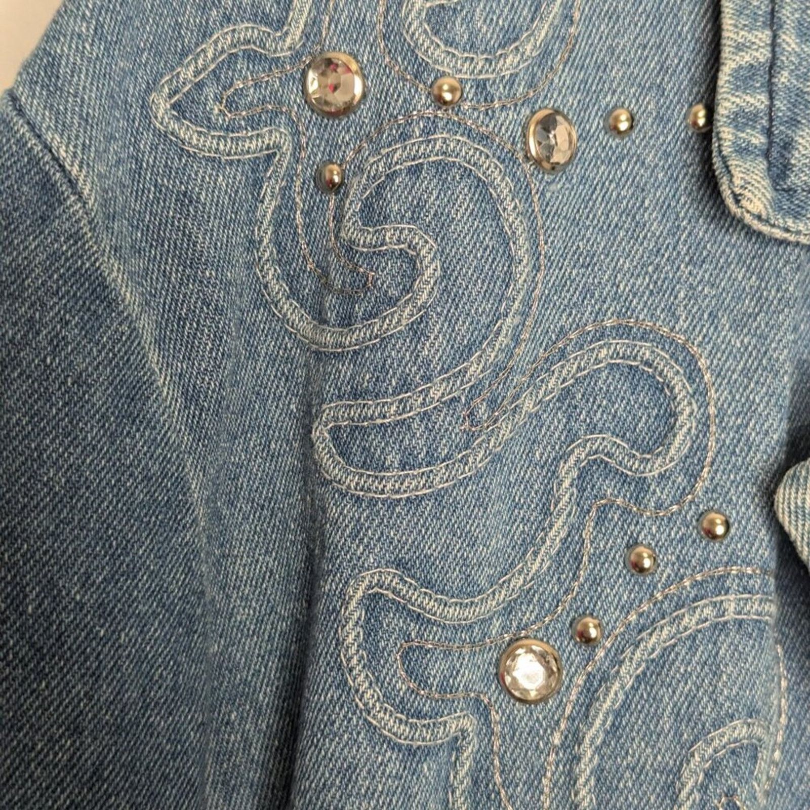 Vintage Vintage Blue Denim Long Sleeve Rhinestone Studded Blazer M Size M / US 6-8 / IT 42-44 - 6 Thumbnail