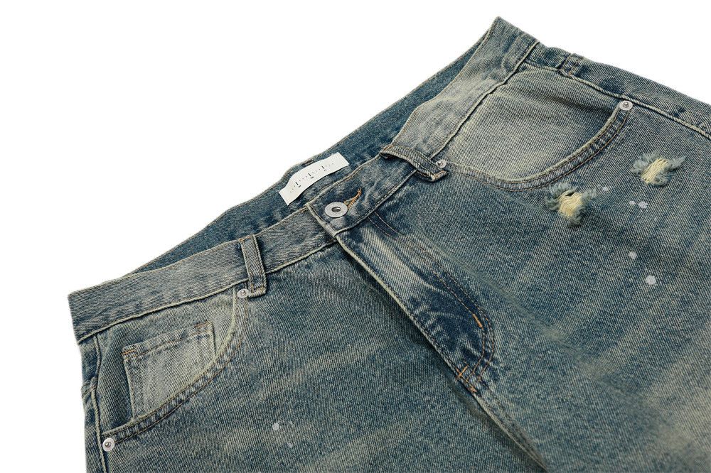 Vintage Men's wide-leg straight-leg punk washed gradient jeans Size US 32 / EU 48 - 3 Thumbnail