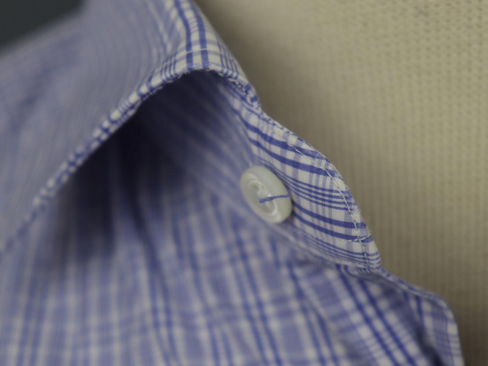 Ermenegildo Zegna Ermenegildo Zegna Blue Check 100% Dress Shirt Size 41 Size 38R - 6 Thumbnail