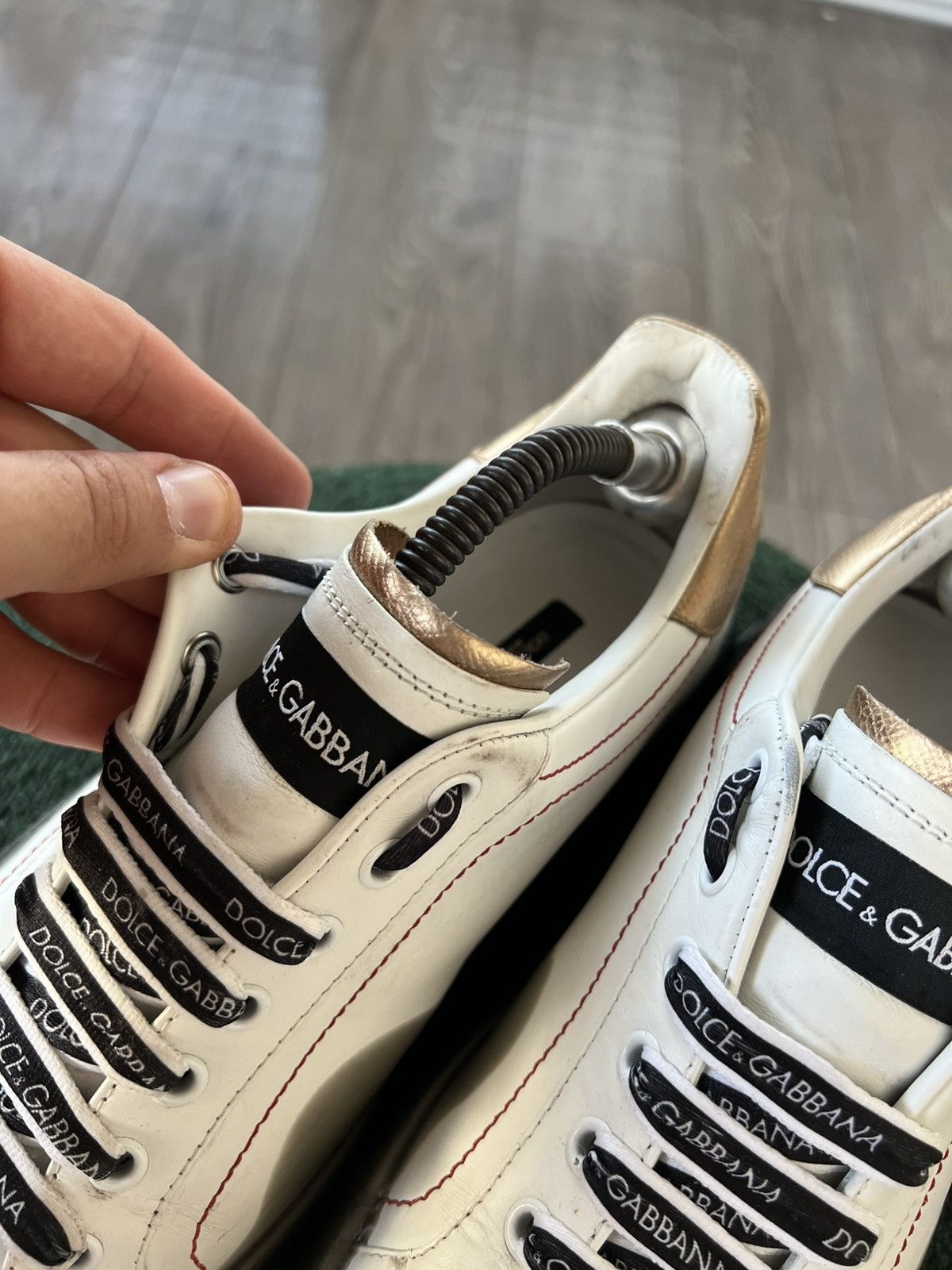 Dolce & Gabbana Dolce & Gabanna White Gold Portofino Low Black Sneakers Size US 7 / EU 40 - 11 Thumbnail