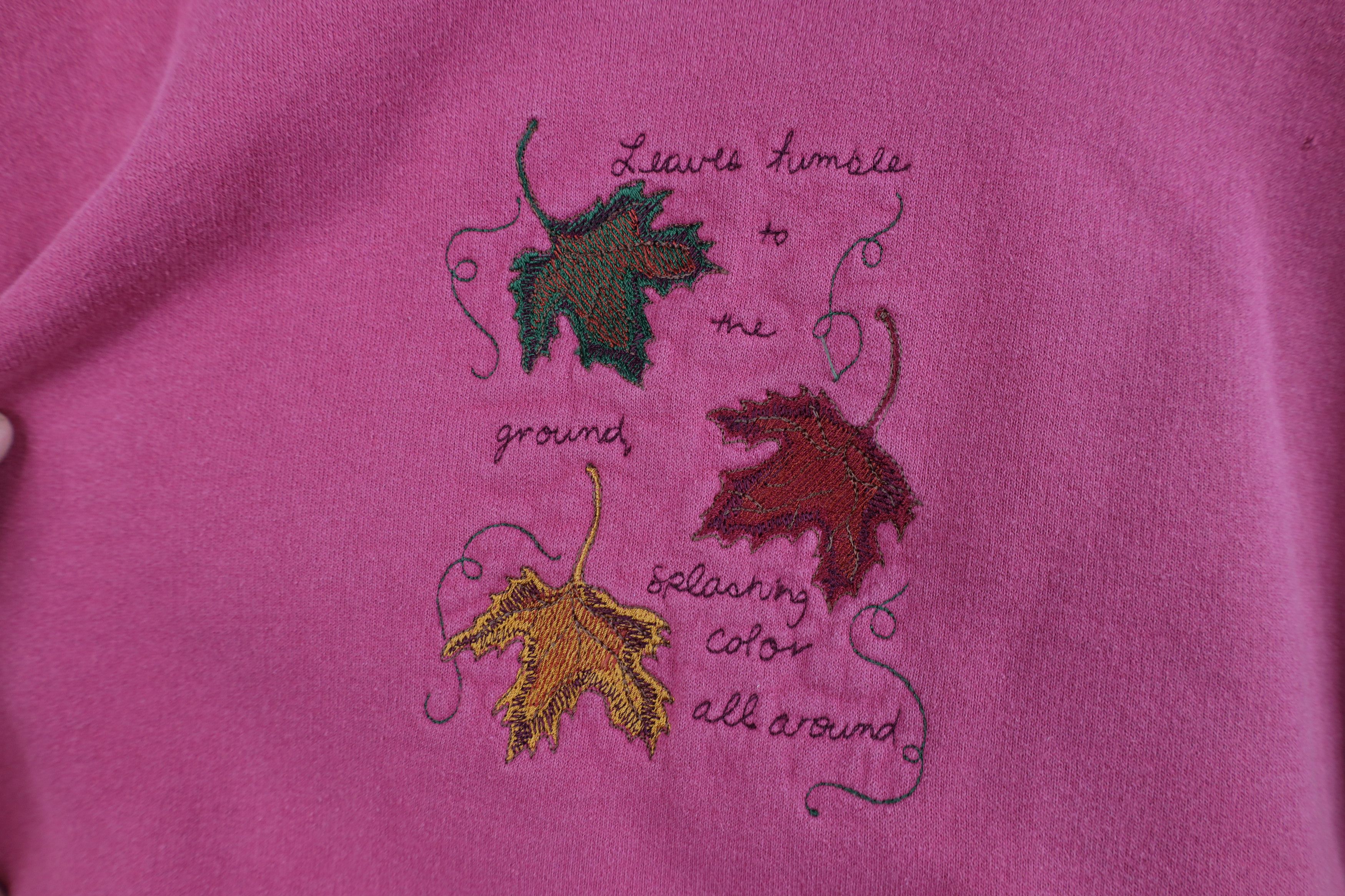 Vintage Vintage 90s Streetwear Nature Fall Leaves Sweatshirt Pink Size L / US 10 / IT 46 - 7 Thumbnail