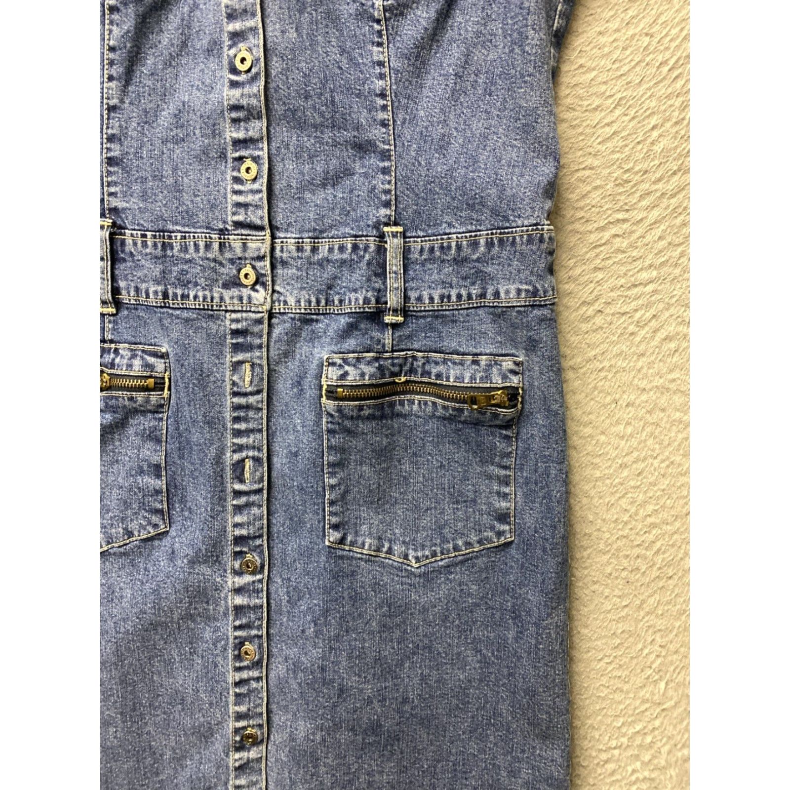 Tommy Hilfiger VINTAGE Tommy Hilfiger MINI DRESS Women's 8 BLUE Denim Stretch Sleeveless Short Zip 0457 Size M / US 6-8 / IT 42-44 - 2 Thumbnail