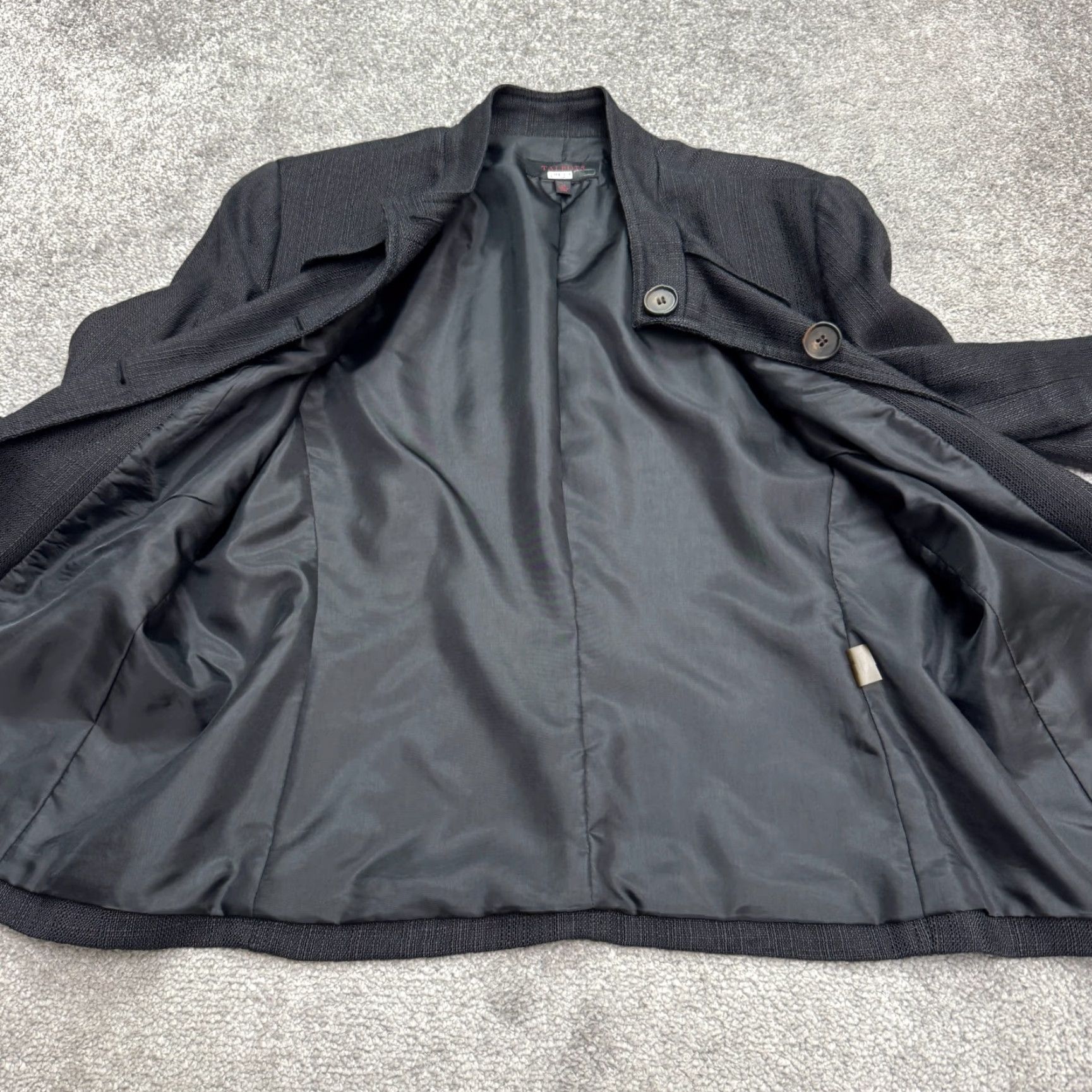 Talbots Talbots Blazer Jacket Womens 14 Black Ramie Blend Button Up Textured Band Collar Size XL / US 12-14 / IT 48-50 - 4 Thumbnail