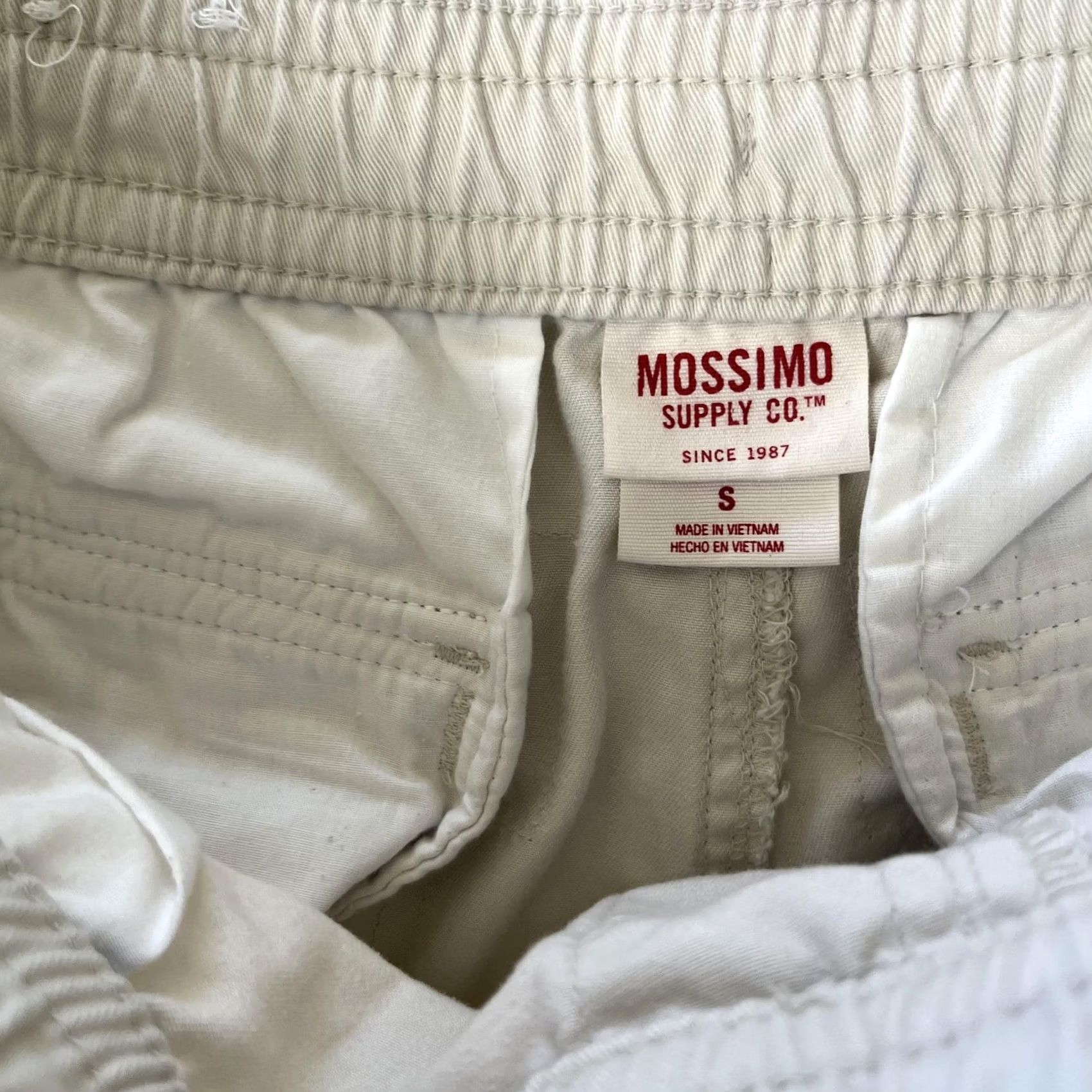 Mossimo VINTAGE Mossimo Supply Co Cargo Shorts Mens S Beige Elastic Waist Y2K Size US 29 - 5 Thumbnail