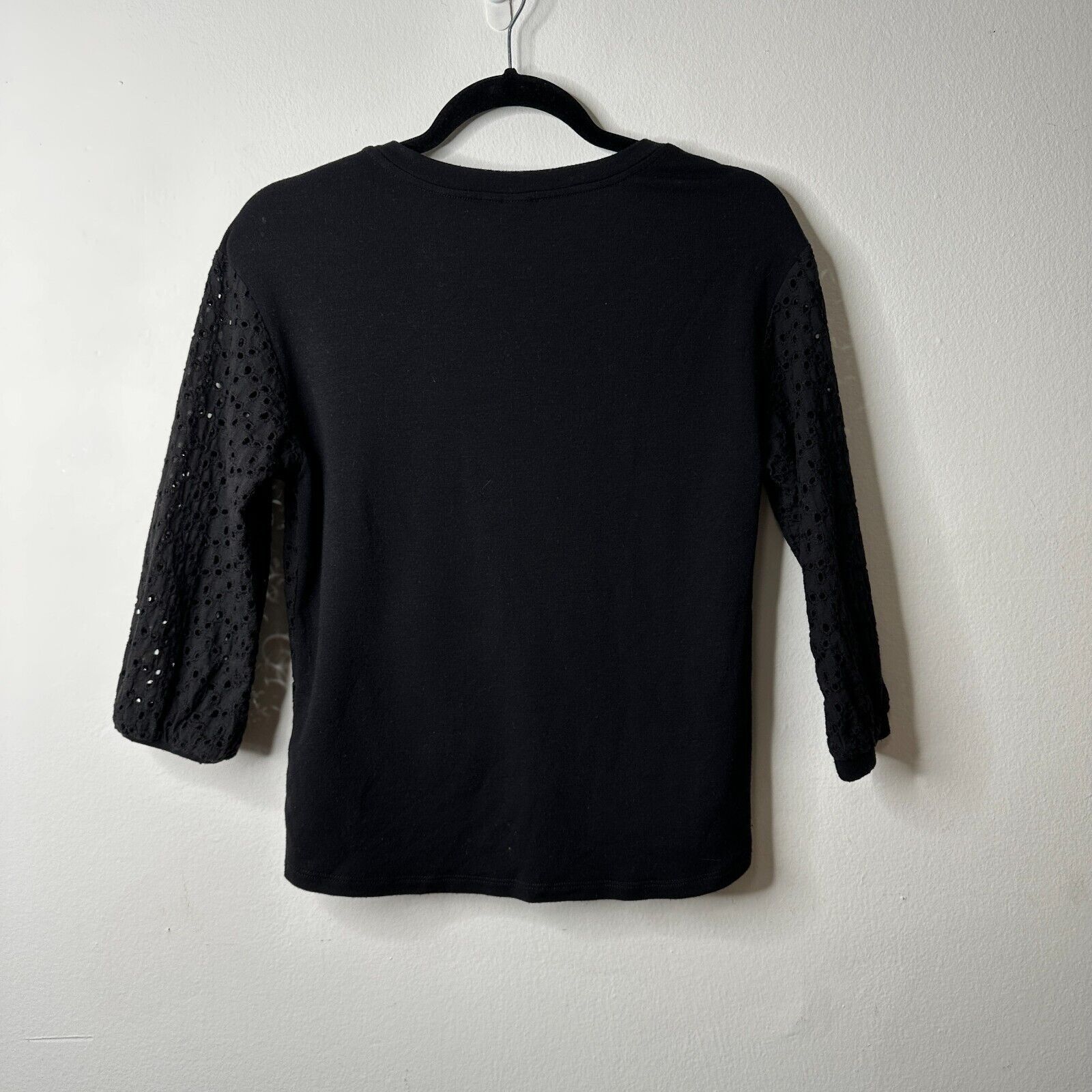 Other Allison Joy Black Eyelet Front Tie 3/4 Sleeve Blouse XS Size XS / US 0-2 / IT 36-38 - 3 Thumbnail