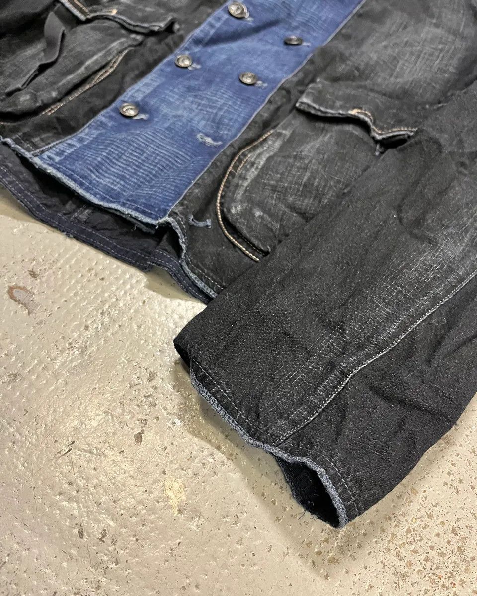 Marithe + Francois Girbaud 1990s Marithé + François Girbaud Navy Denim Colour-Block Denim Jacket Size XS / US 0-2 / IT 36-38 - 7 Thumbnail