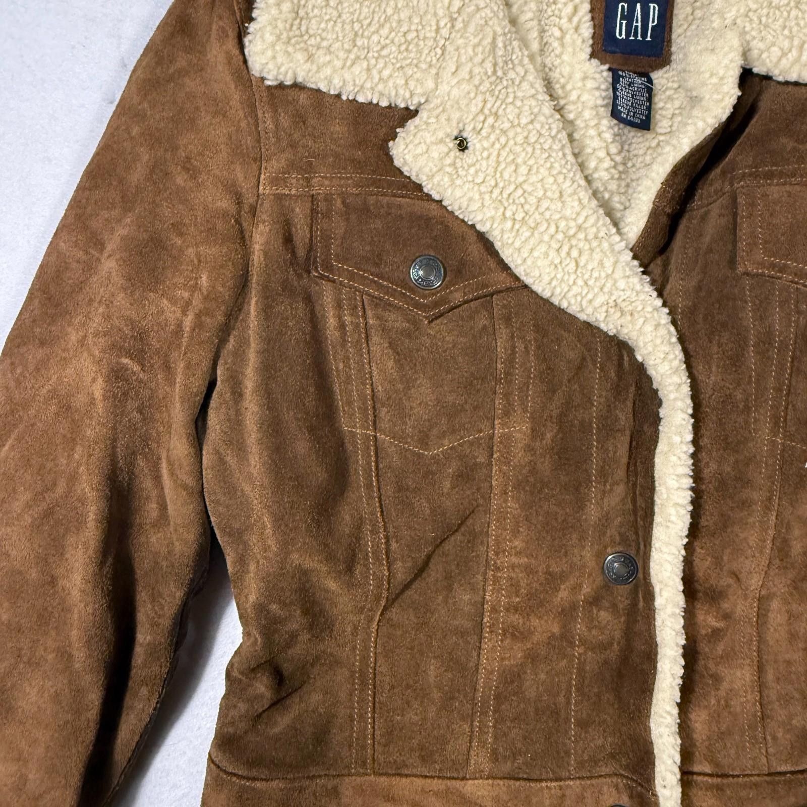 Gap GAP Y2K Genuine Suede Sherpa Jacket Coat Women Size Small Size S / US 4 / IT 40 - 4 Thumbnail