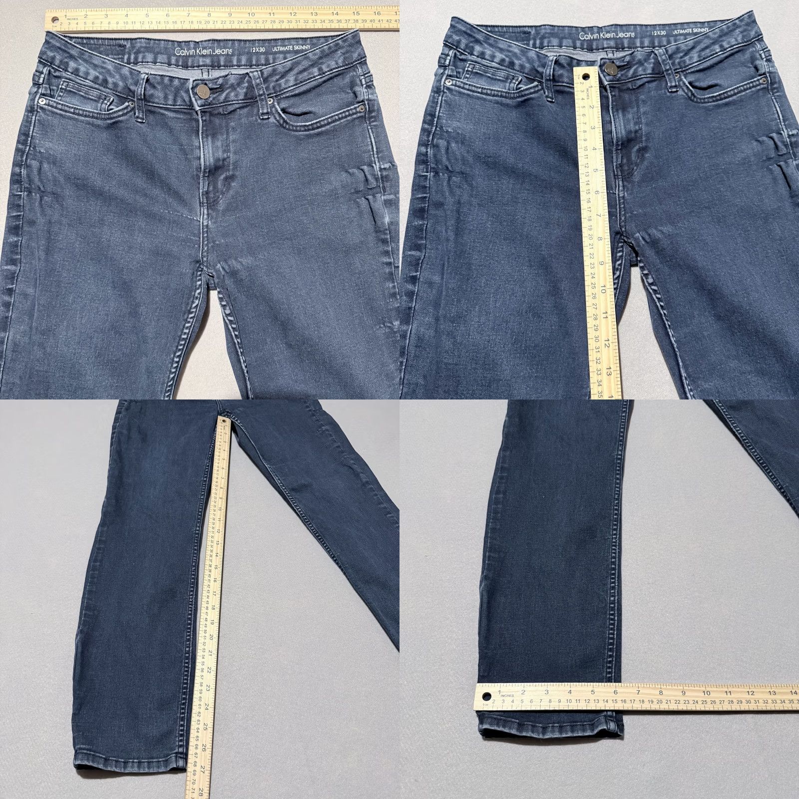 Calvin Klein Calvin Klein Jeans Women Blue Denim Skinny 12x30 5-Pocket Zipper Button Jeans Urban 90s City Retro Womens Size 34" / US 12 / IT 48 - 9 Thumbnail