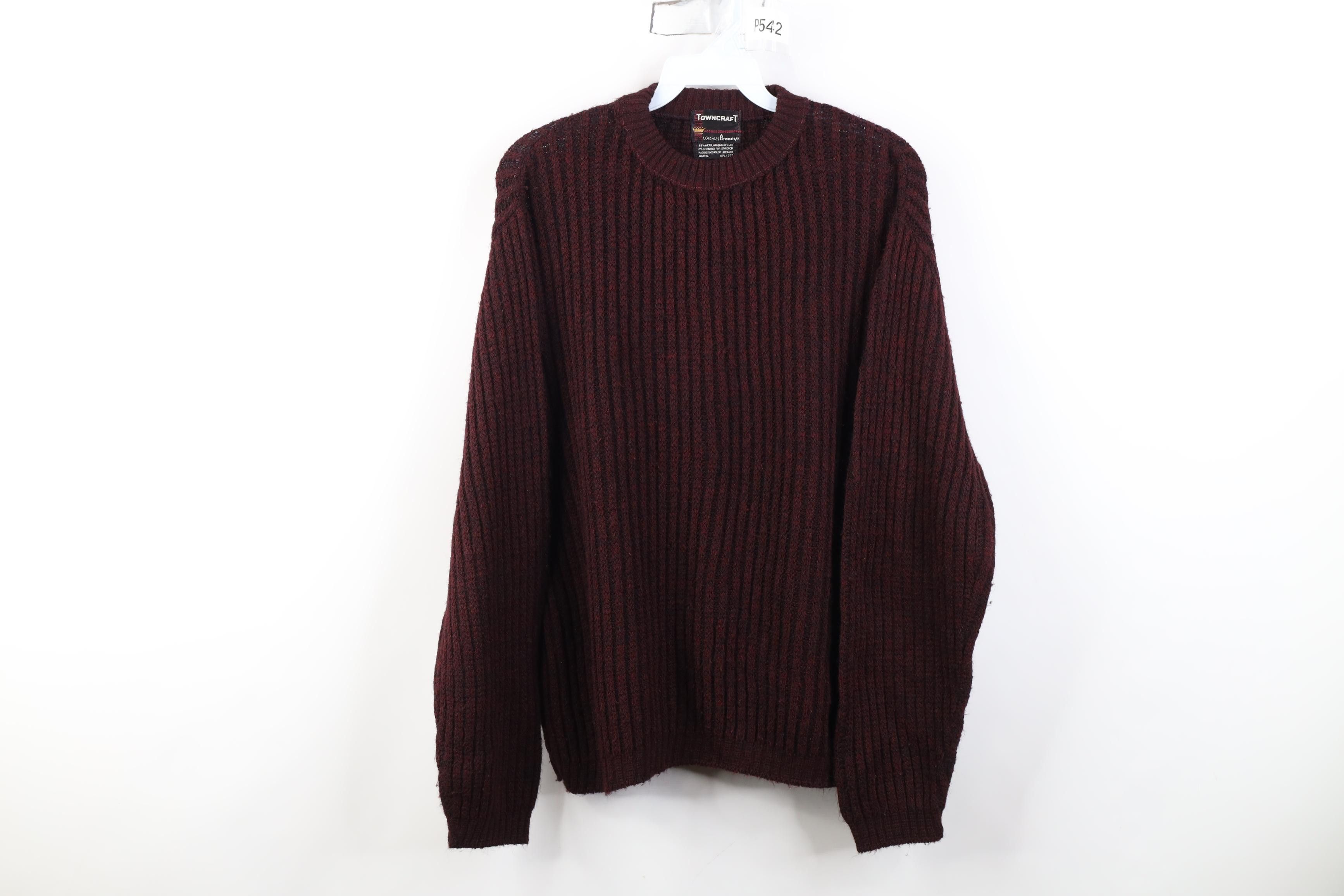 Vintage Vintage 60s Penneys Fit Chunky Ribbed Knit Sweater USA Red Size US L / EU 52-54 / 3 - 1 Thumbnail