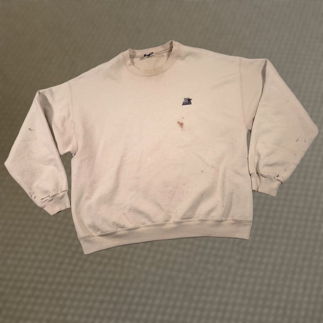 Starter VINTAGE Starter Sweatshirt Mens XL Tan Beige Crewneck Pullover Embroidered Logo Size US XL / EU 56 / 4 - 1 Thumbnail