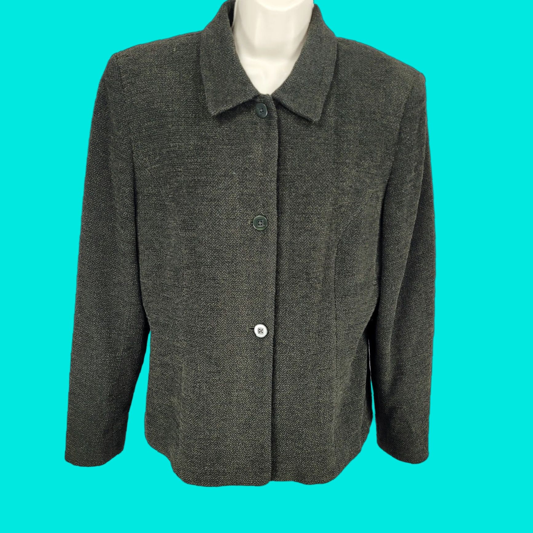 Vintage VINTAGE Field Manor Modern Classics Green Wool Blend Buttoned Jacket USA Made Size 14 Size XL / US 12-14 / IT 48-50 - 1 Thumbnail