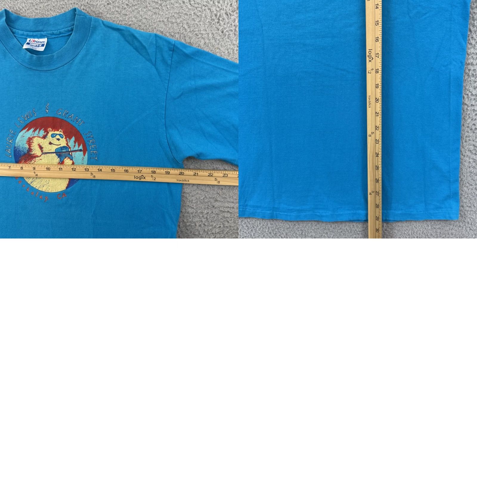 Hanes VINTAGE Laurie Lewis Grant Street Shirt Mens Medium Blue 80s Berkeley California Size US M / EU 48-50 / 2 - 8 Thumbnail