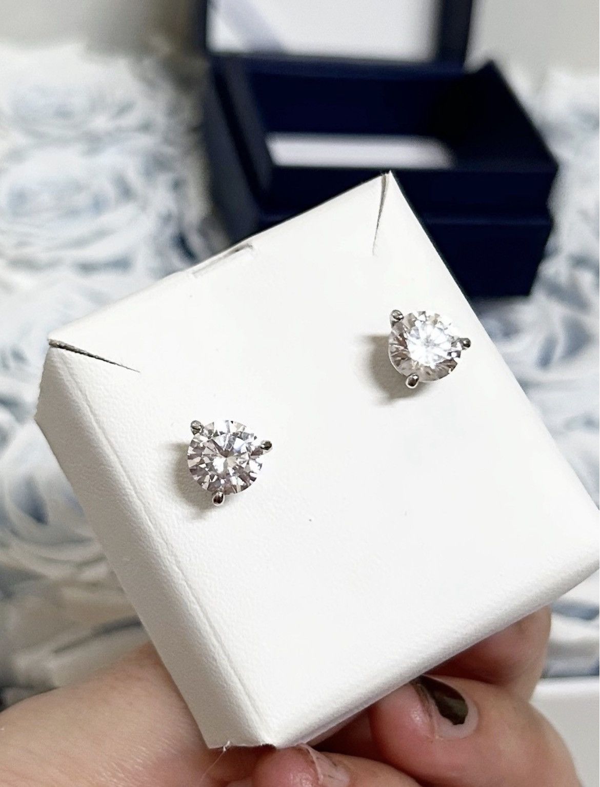 Jewelry Authentic Moissonite & Sterling White Gold Plated Earrings Size ONE SIZE - 6 Thumbnail