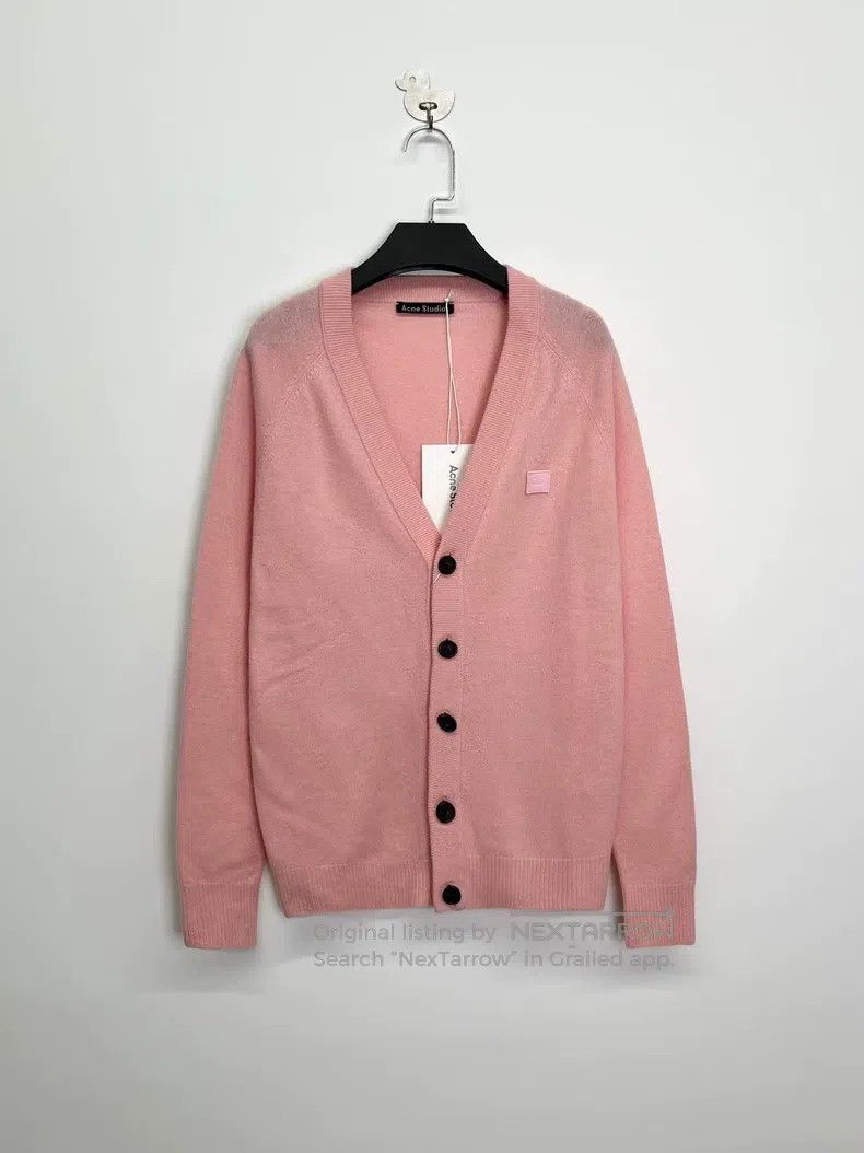 Acne Studios Acne Studios Pink Smiley Logo Wool Knit Cardigan Jacket Size XS / US 0-2 / IT 36-38 - 1 Thumbnail