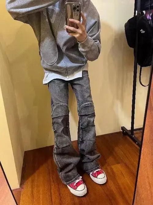 Other Street hip-hop wide-leg grunge pleated jeans Size US 32 / EU 48 - 2 Thumbnail