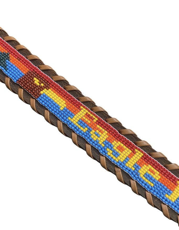 Other Camp Hero Leather Beaded Belt Size 34 - 1 Thumbnail
