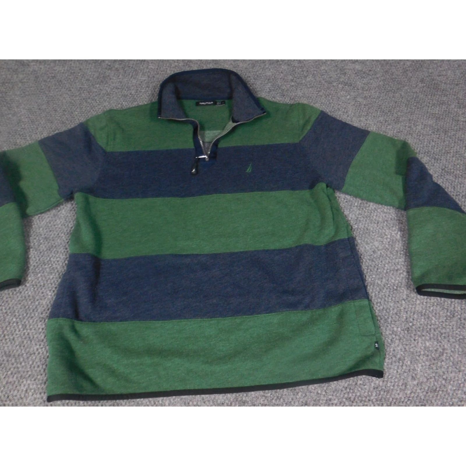 Nautica Nautica Sweater Pullover Long Sleeve Green Open-Knit 1/4 Zip Pockets Crew Neck Men L Regular Size US L / EU 52-54 / 3 - 3 Thumbnail