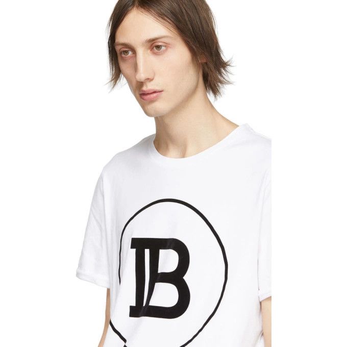 Balmain o1y0426 Logo Crewneck T-Shirt in White Size US S / EU 44-46 / 1 - 4 Thumbnail