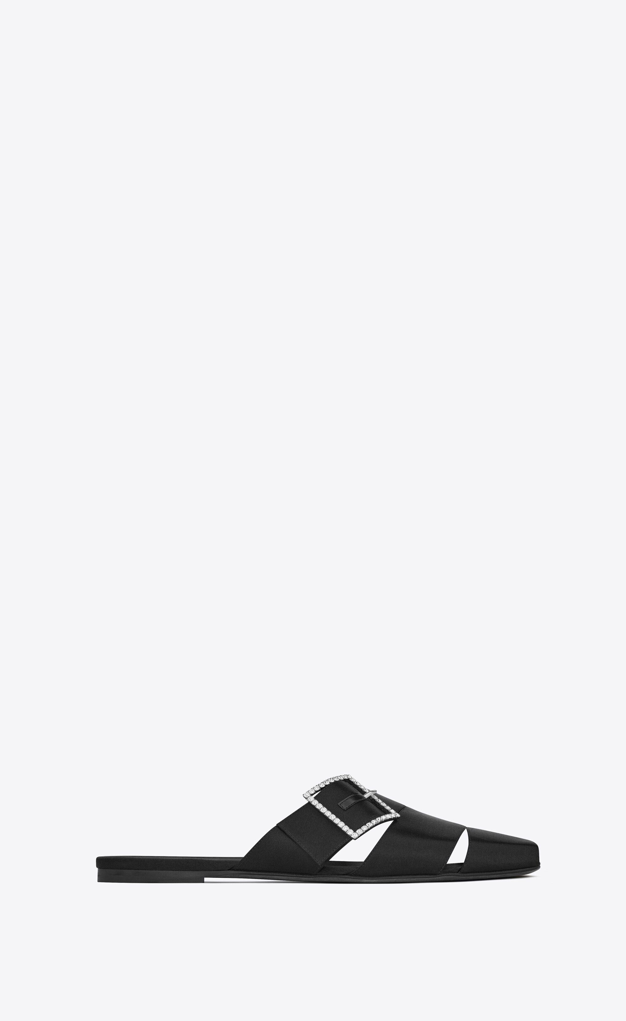Saint Laurent Paris o1bcso1str0125 Jacques Flat Mules In Crepe Satin in Black Size US 10.5 / EU 43-44 - 5 Thumbnail