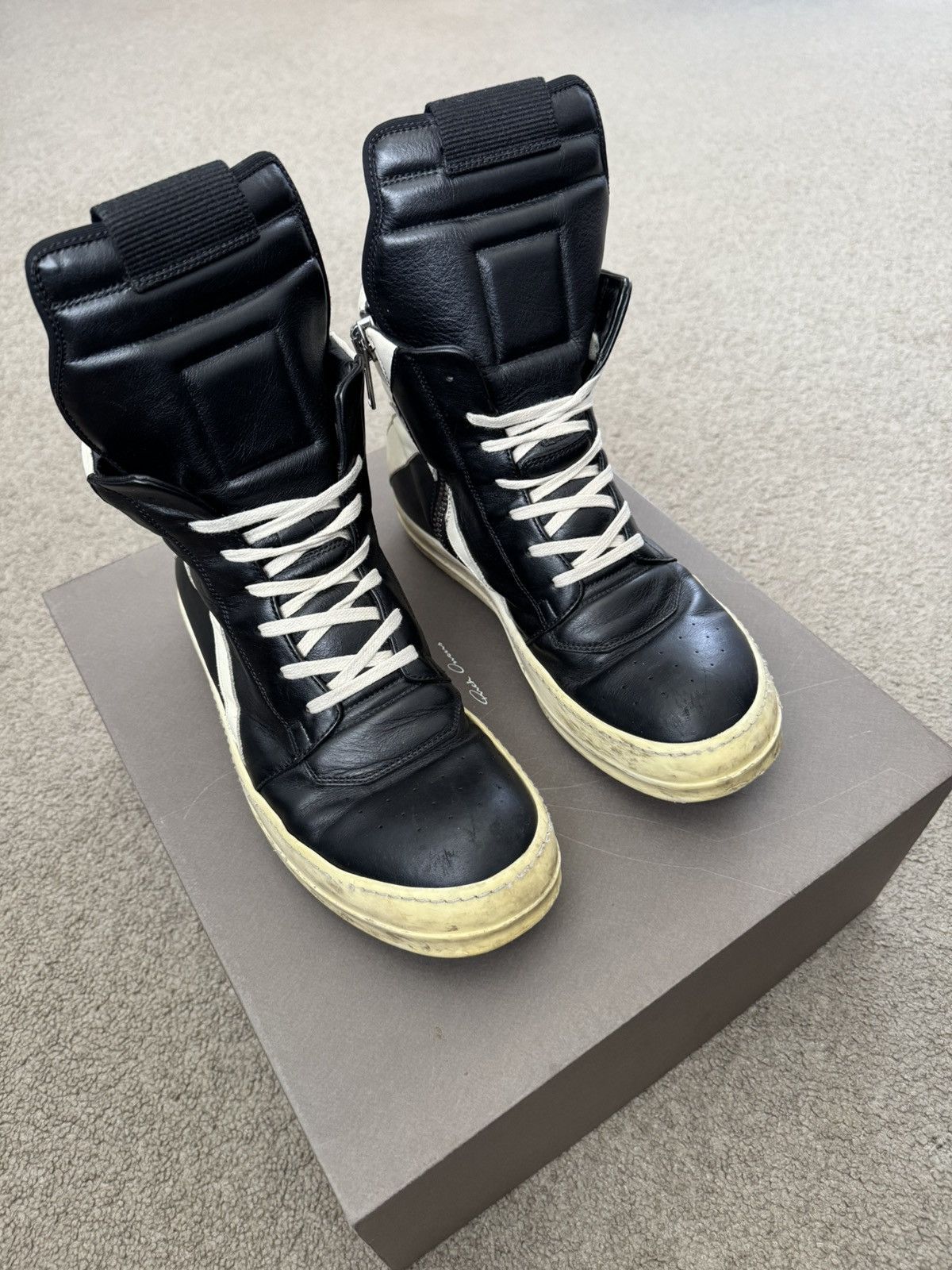 Rick Owens FW16 Rick Owens Black & White Geobasket High Top 