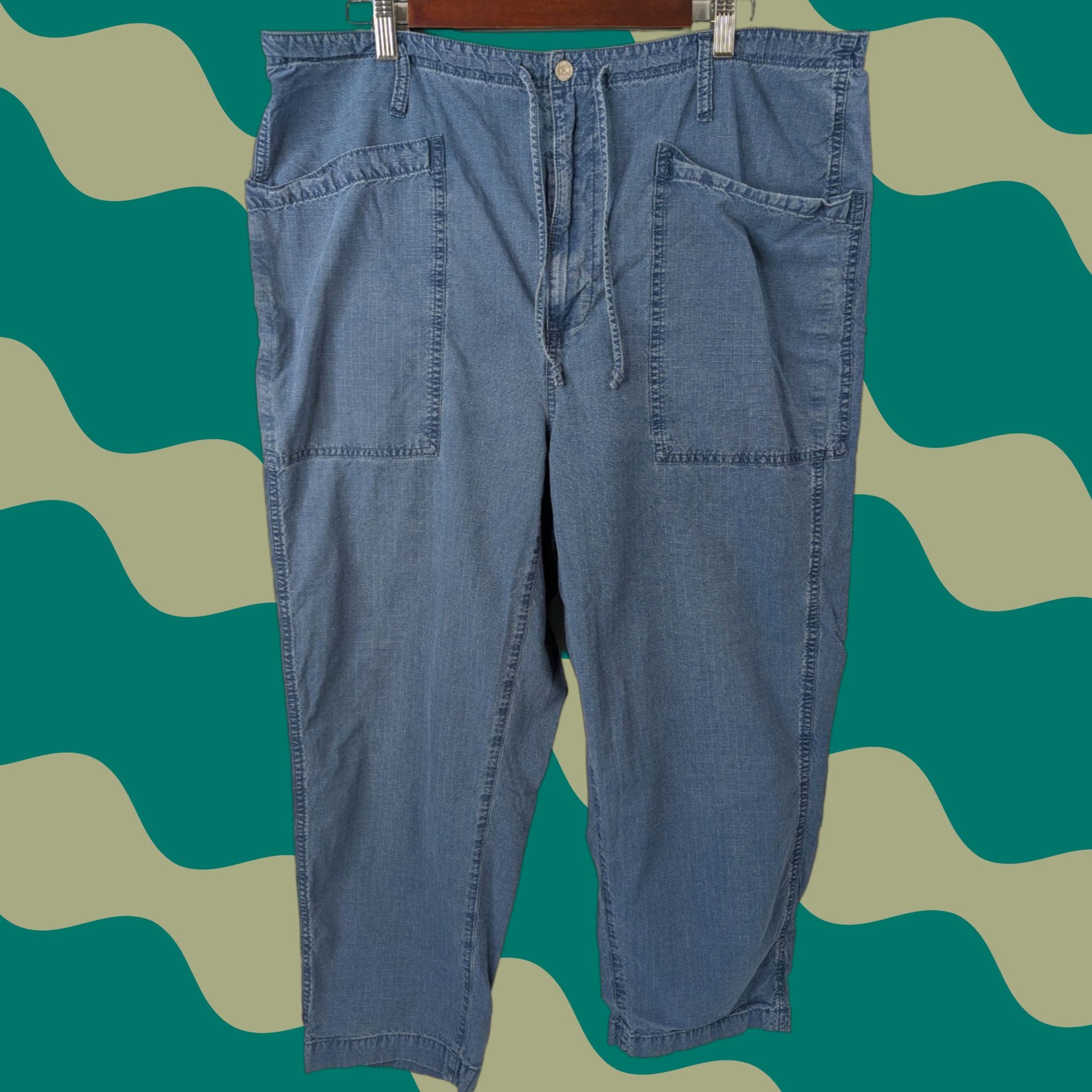Madewell VINTAGE Madewell Indigo Blue Ripstop Cotton Drawstring Cargo Pants NA151 33 Women Pants Cargo Blue 33 Mens? Size 24" / US 00 / IT 34 - 1 Thumbnail