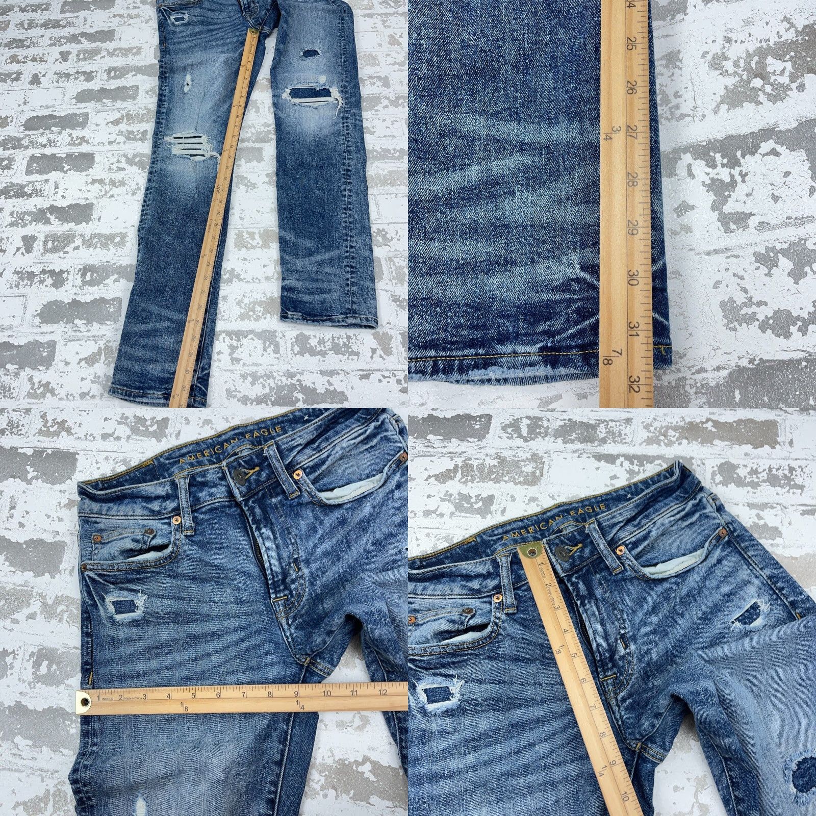 American Eagle Outfitters American Eagle Outfitters Jeans Men Slim 28x32 Distressed Faded Blue 5-Pocket Denim Straight Leg Belt Loops Mens Size US 28 / EU 44 - 8 Thumbnail