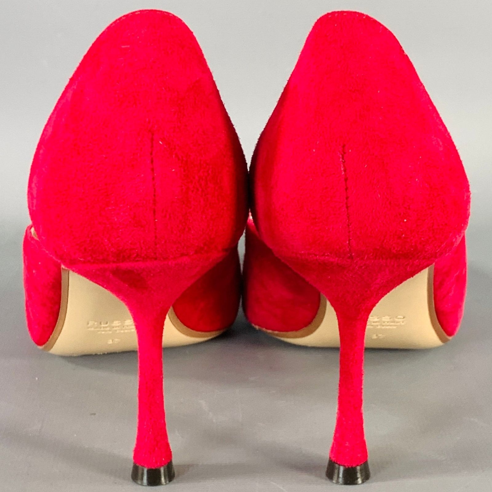 Other FRANCESCO RUSSO Size 7 Red Suede Pointed Toe D'Orsay Pumps Size US 7 / IT 37 - 4 Thumbnail