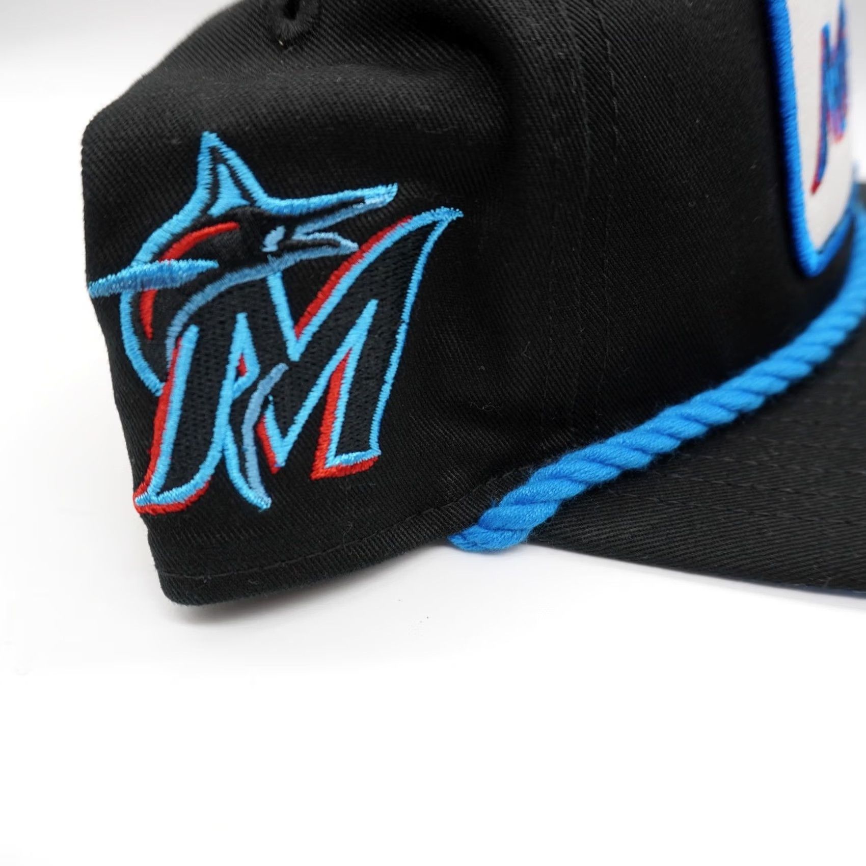 New Era New Era Miami Marlins Golfer Cap Mens OSFM Black Blue Rope Snapback Hat Size ONE SIZE - 3 Thumbnail