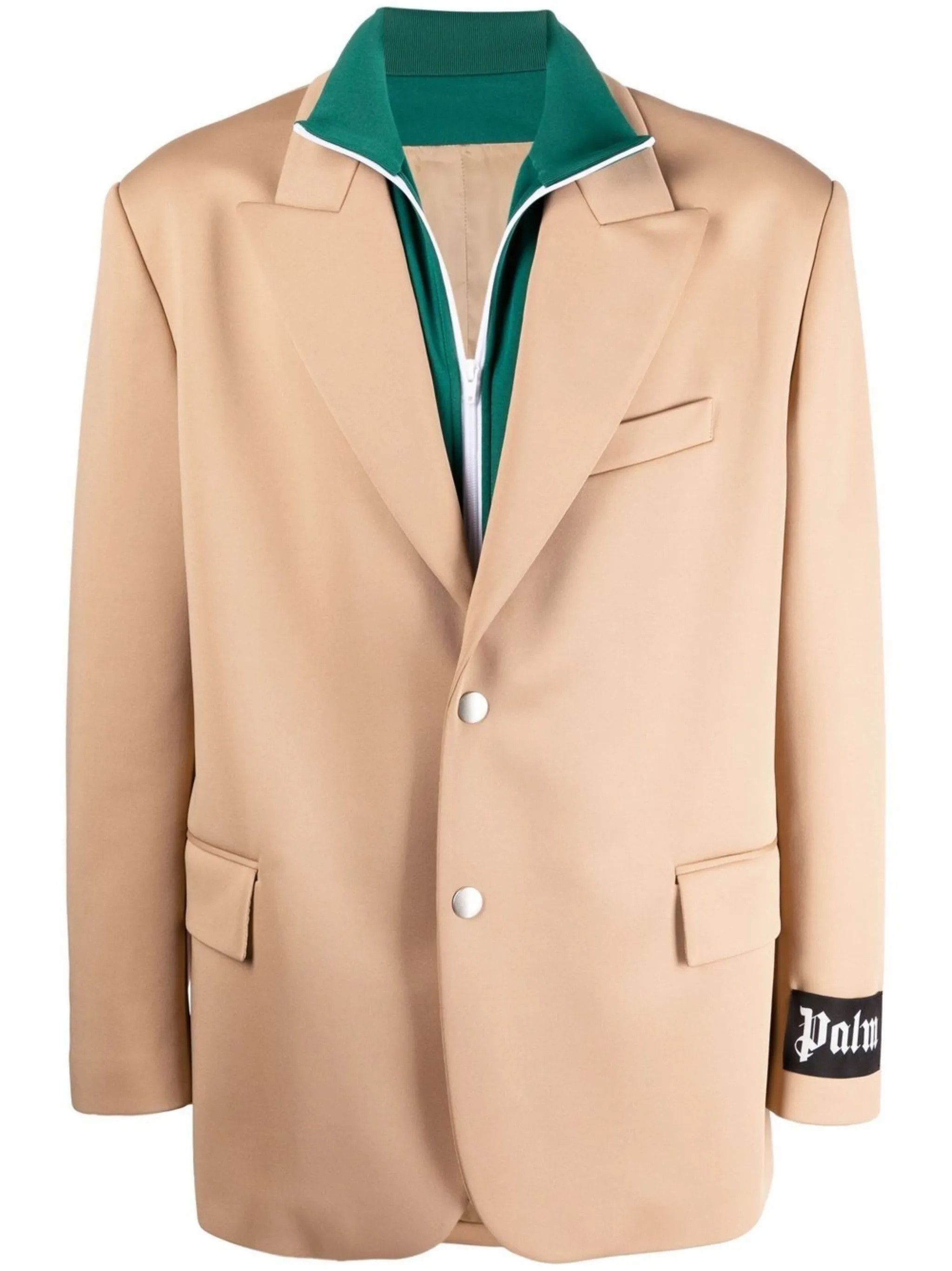 Palm Angels o1y0325 Logo Blazer in Beige/Green Size US M / EU 48-50 / 2 - 1 Thumbnail
