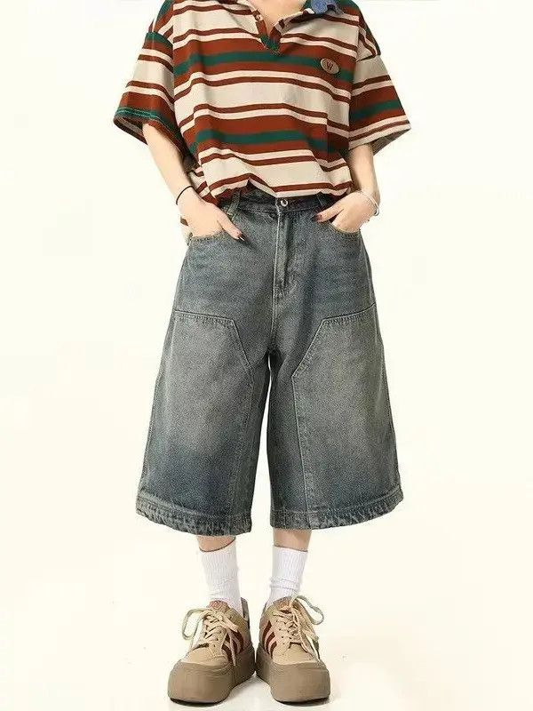 Japanese Brand High street spliced denim shorts Size US 32 / EU 48 - 6 Thumbnail
