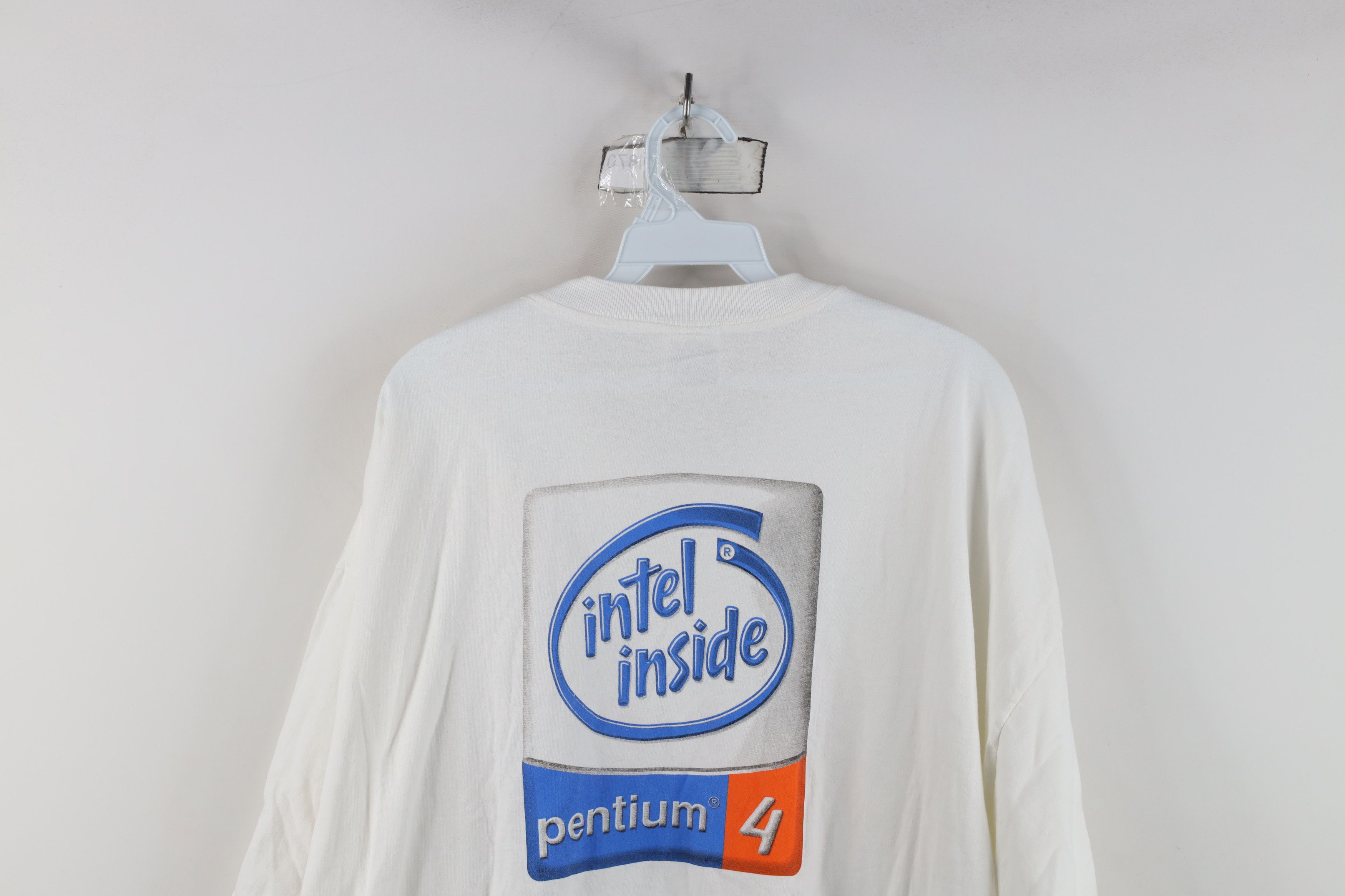 Vintage Vintage Y2K Intel Computers Pentium 4 Chip T-Shirt White Size US XXL / EU 58 / 5 - 10 Thumbnail