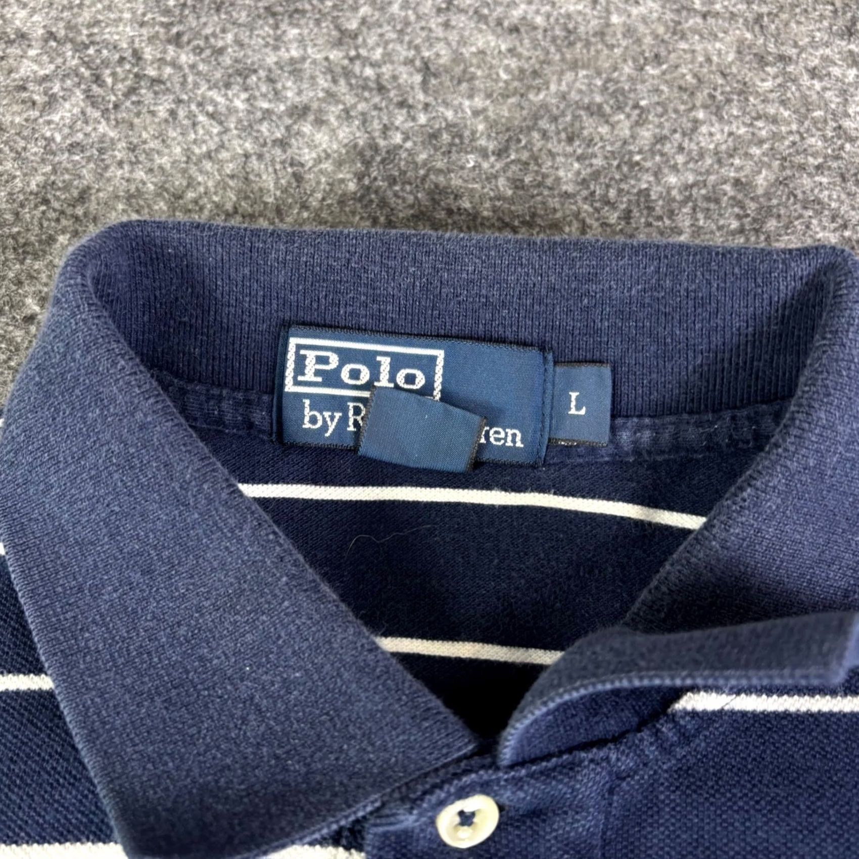 Polo Ralph Lauren Polo Ralph Lauren Shirt Polo Blue Striped Short Sleeve Pique Navy Mens Large casual, Golf, 90s, Classic Fit Size US L / EU 52-54 / 3 - 4 Thumbnail