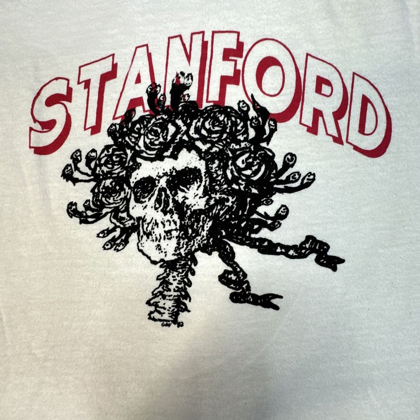 Vintage VINTAGE Grateful Dead T-Shirt Stanford 80s Single Stitch Band White Cotton L Mens Shirts Size US L / EU 52-54 / 3 - 3 Thumbnail