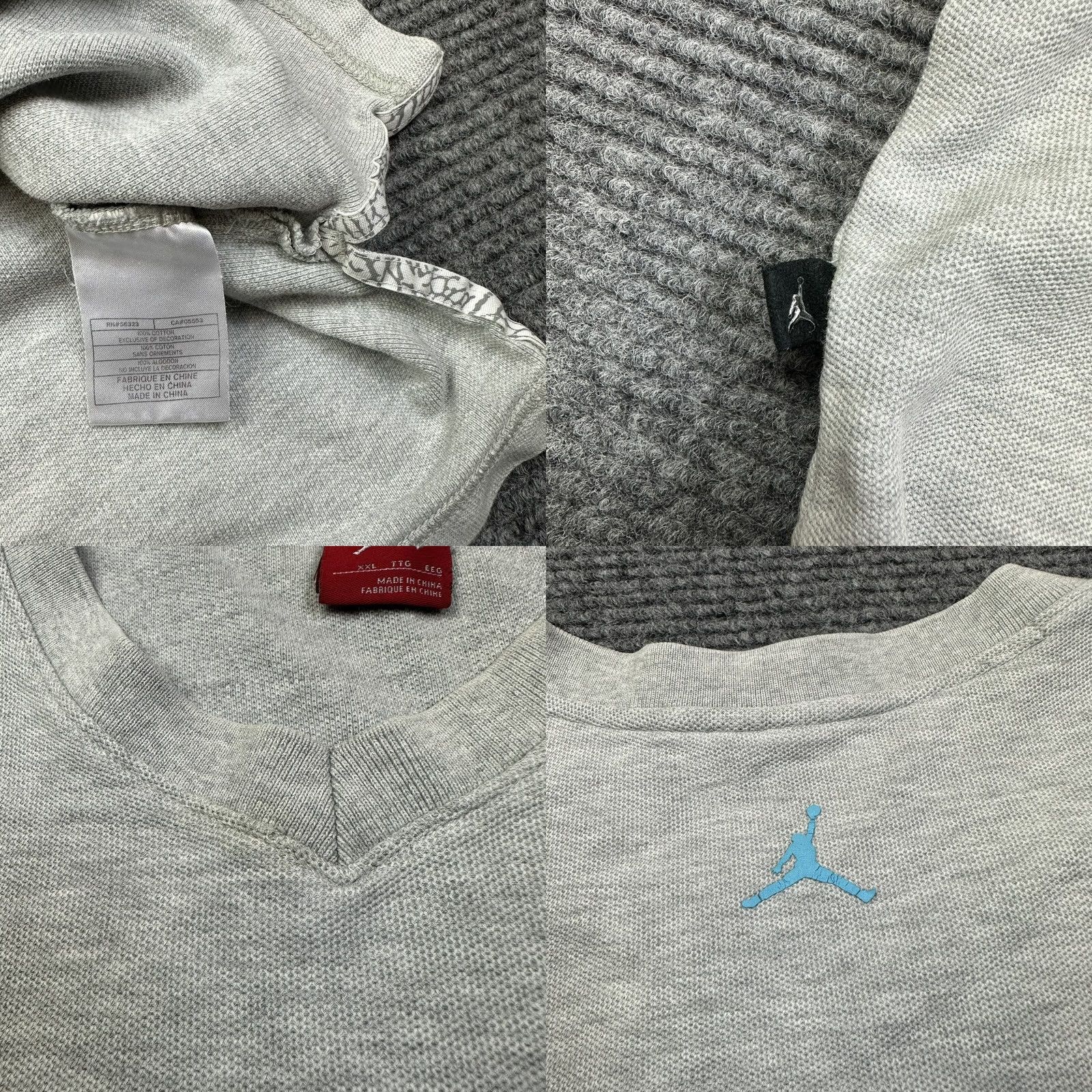 Jordan Brand Air Jordan Shirt Mens 2XL Short Sleeve V-Neck Cotton Embroidered Logo Gray Basketball Size US XXL / EU 58 / 5 - 8 Thumbnail