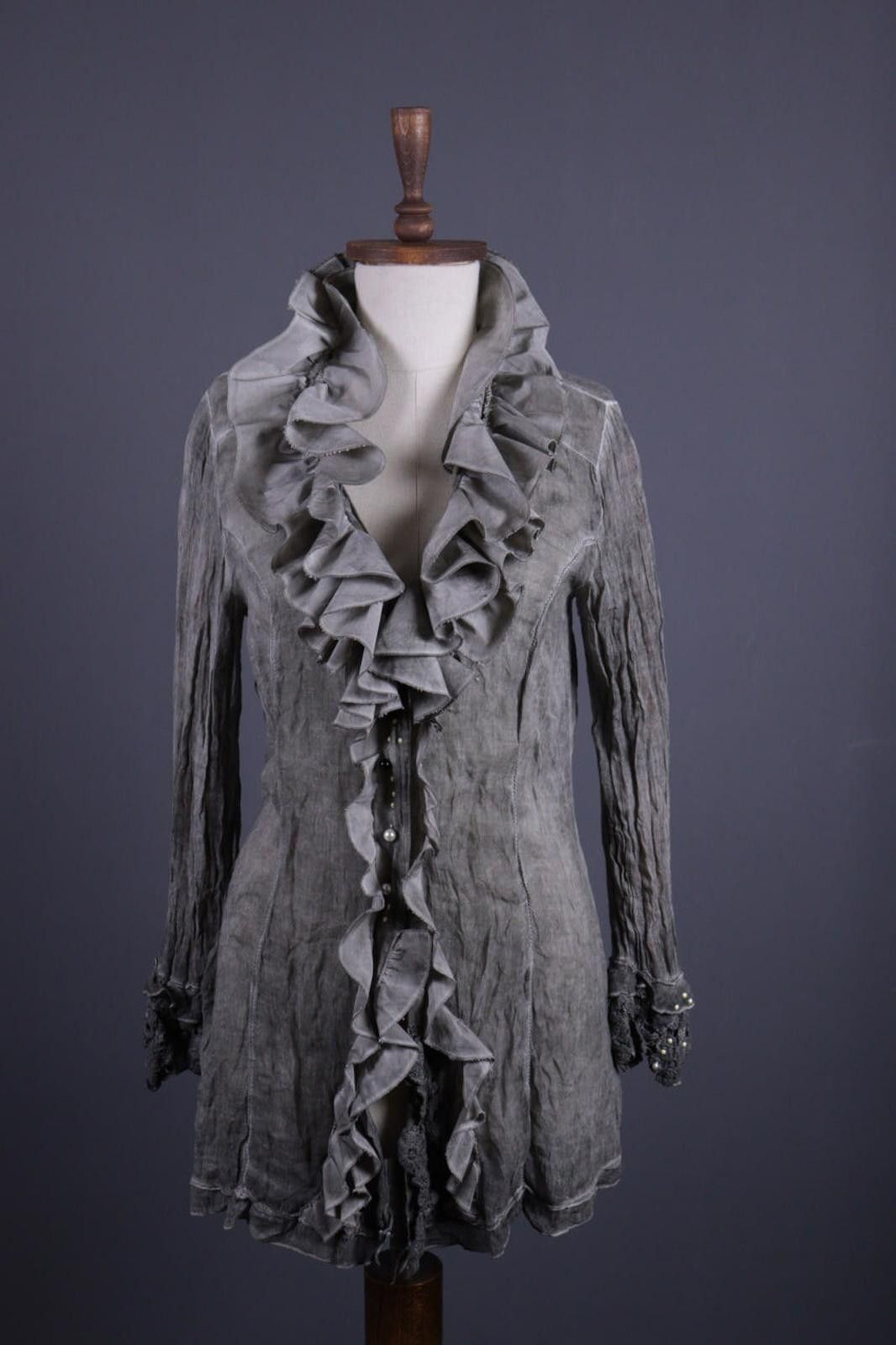 Designer Elisa Cavaletti Gray Wool Lagenlook Lightweight Coat Size L Size L / US 10 / IT 46 - 1 Thumbnail