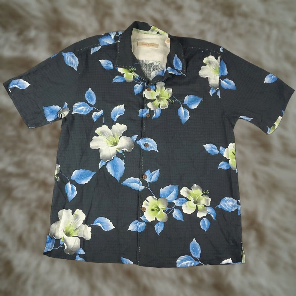 Tommy Bahama Tommy Bahama Shirt Mens Large Black Floral Silk Camp Collar Hawaiian Button Up Size US L / EU 52-54 / 3 - 1 Thumbnail